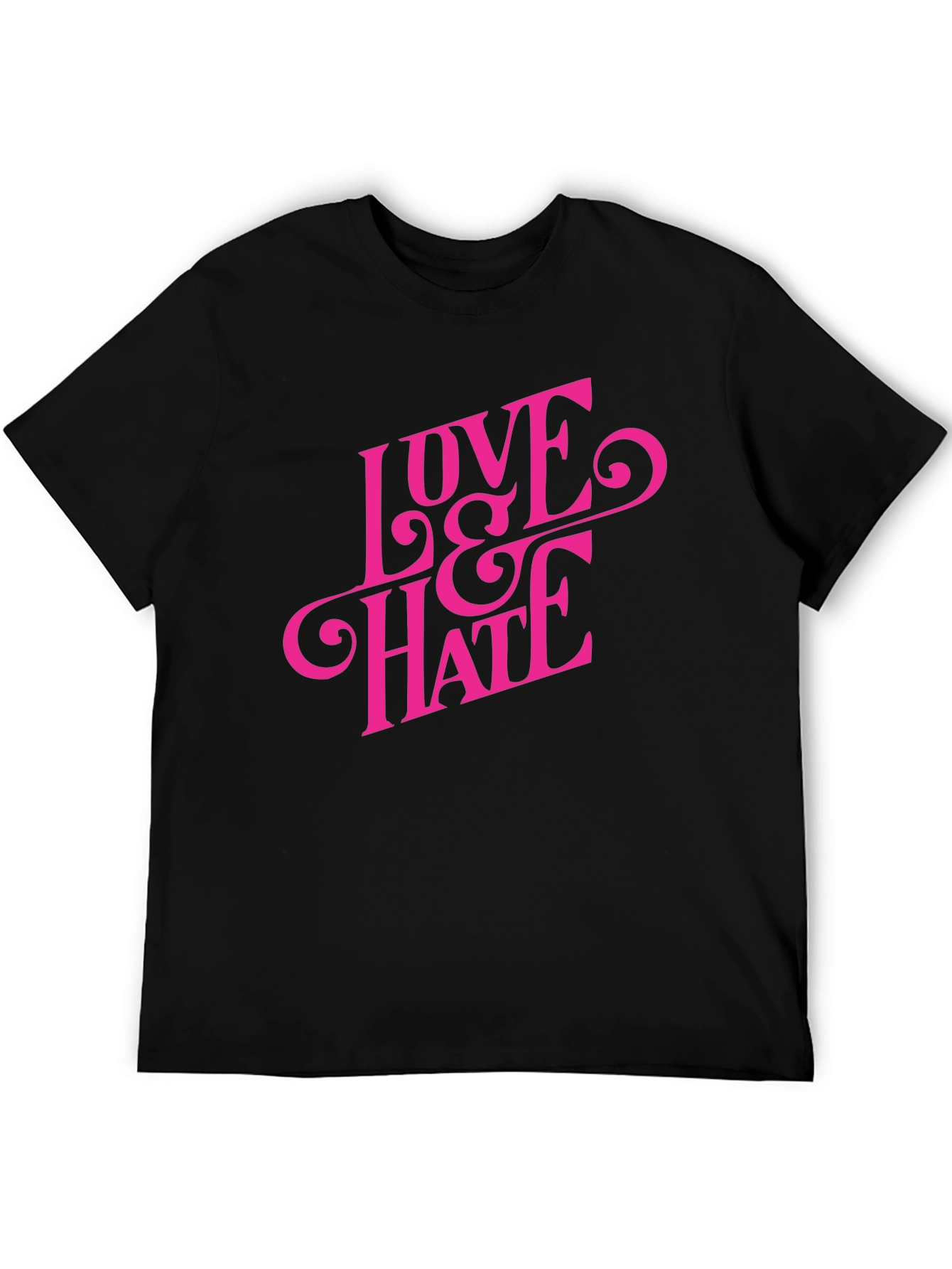 Black Love & Hate Graphic Tee - Bold Statement T-Shirt view 5