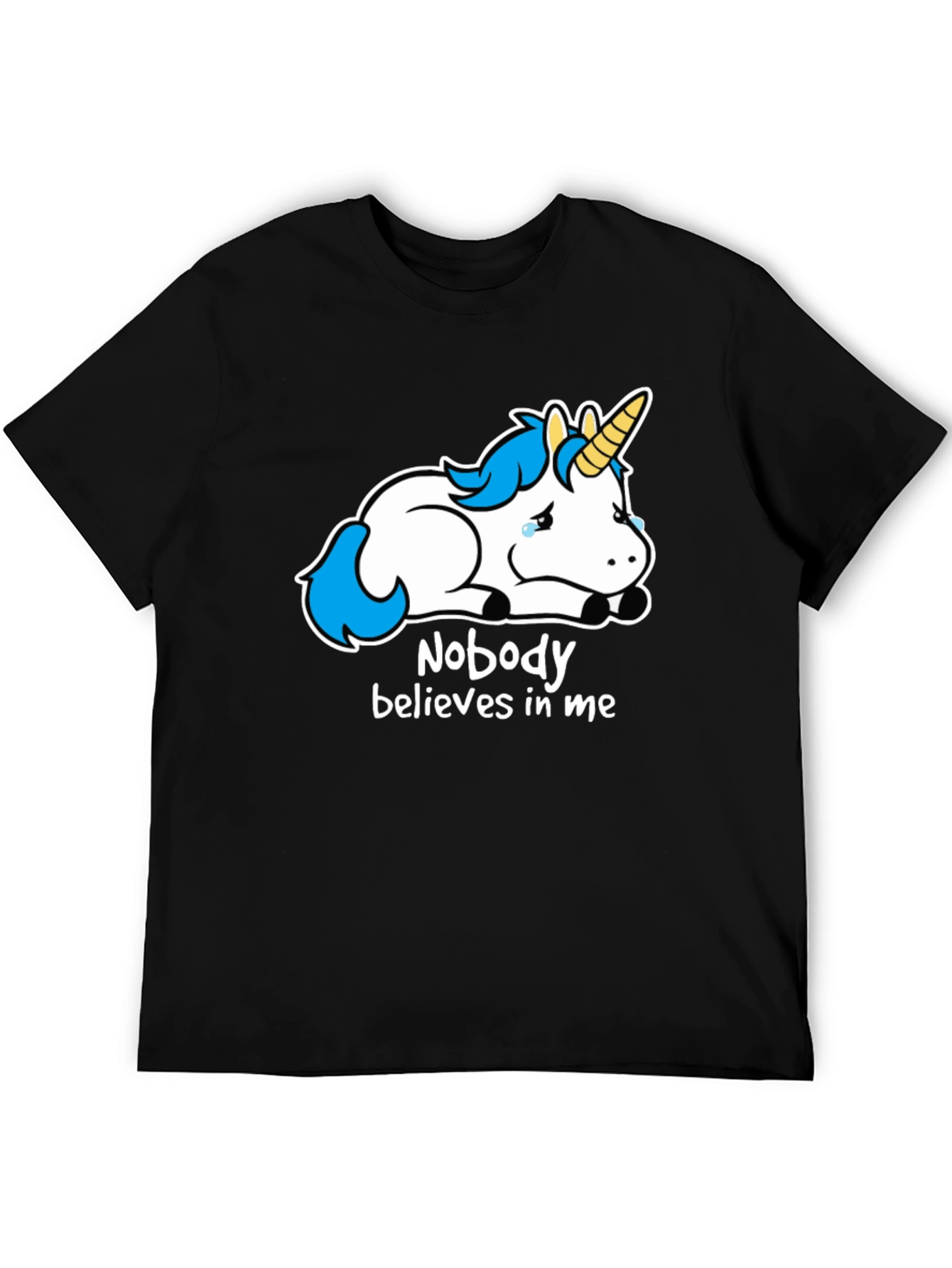 Black Sad Unicorn Graphic Tee - Nobody Believes view 5