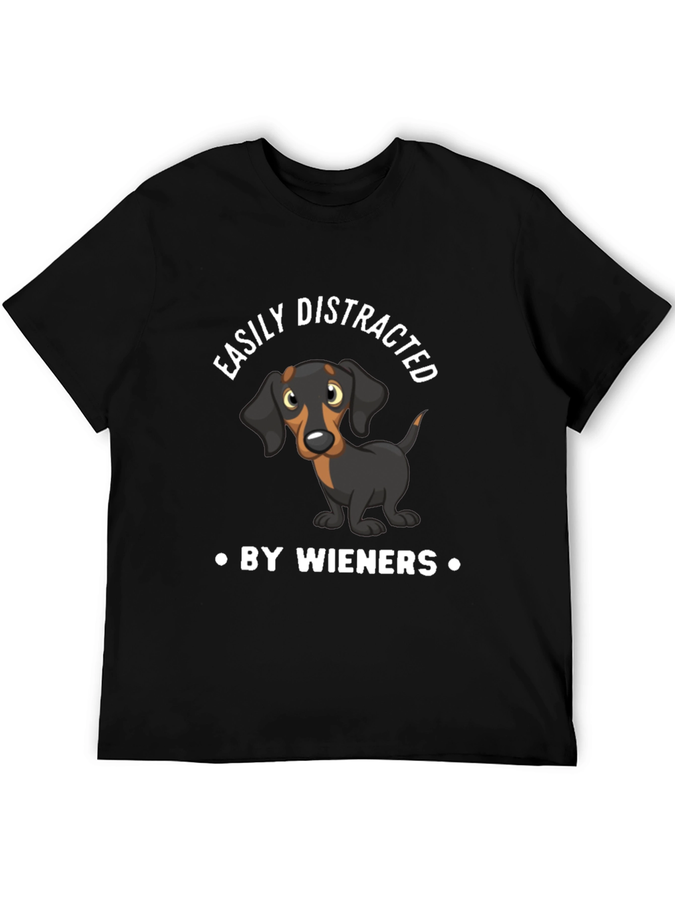 Black Funny Dachshund Wieners Men's Black T-Shirt view 5