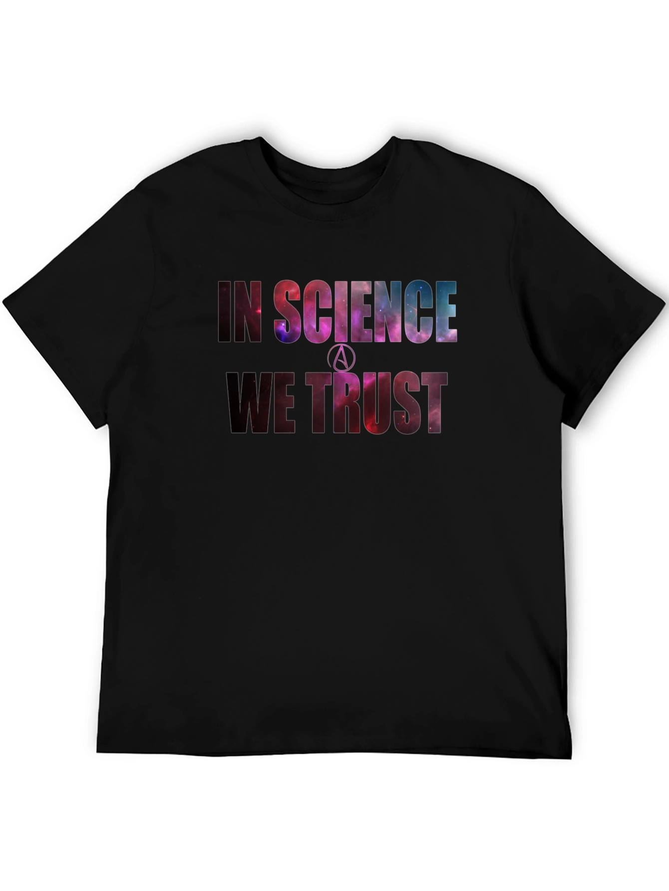 Black In Science We Trust Galaxy Print T-Shirt view 5