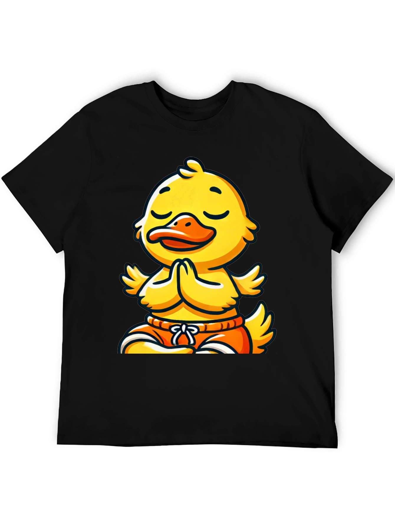 Black Meditating Duck T-Shirt: Funny Yoga Animal Tee view 5