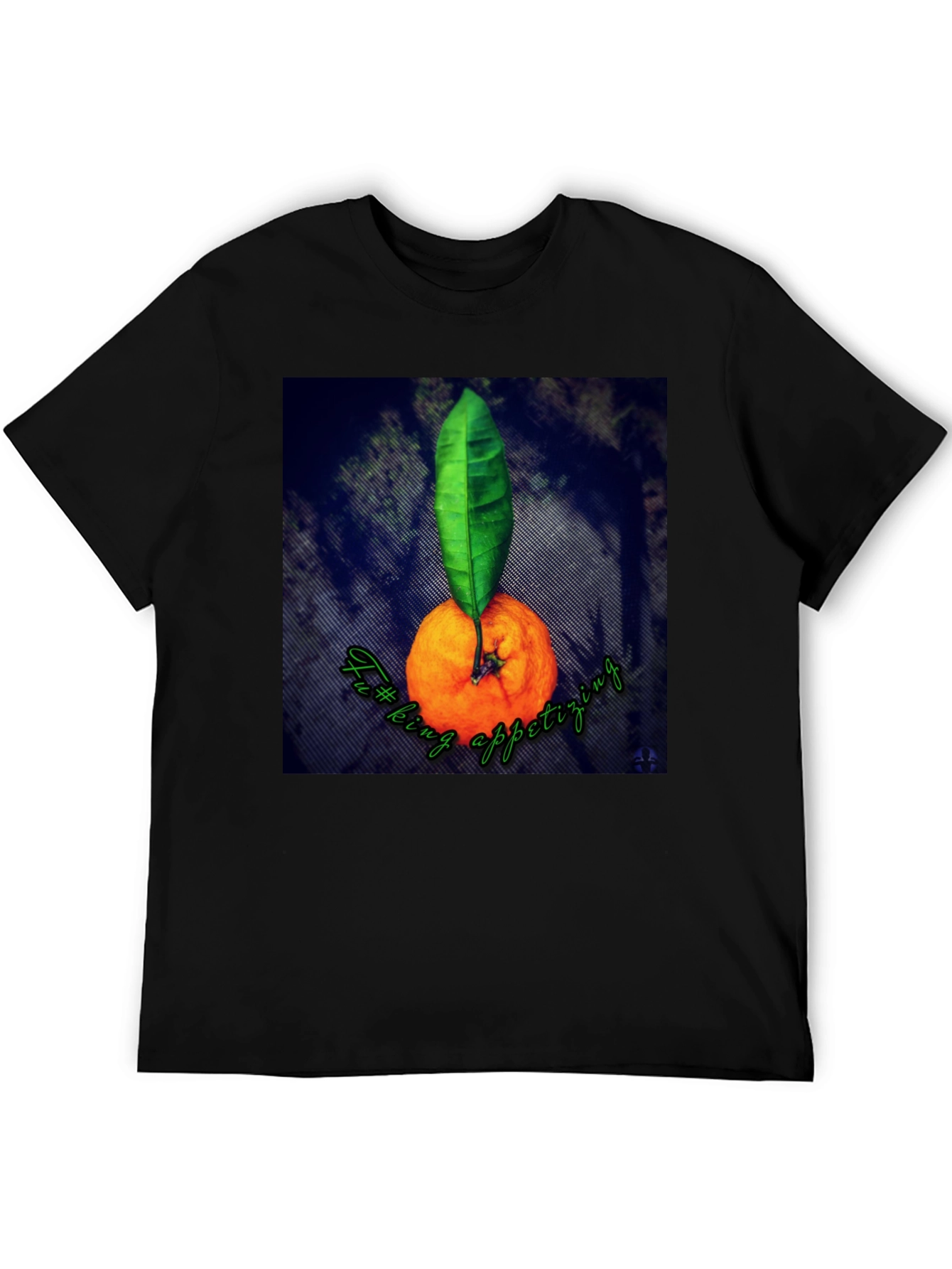 Black Orange & Leaf Graphic Tee - Fun Foodie Shirt view 5