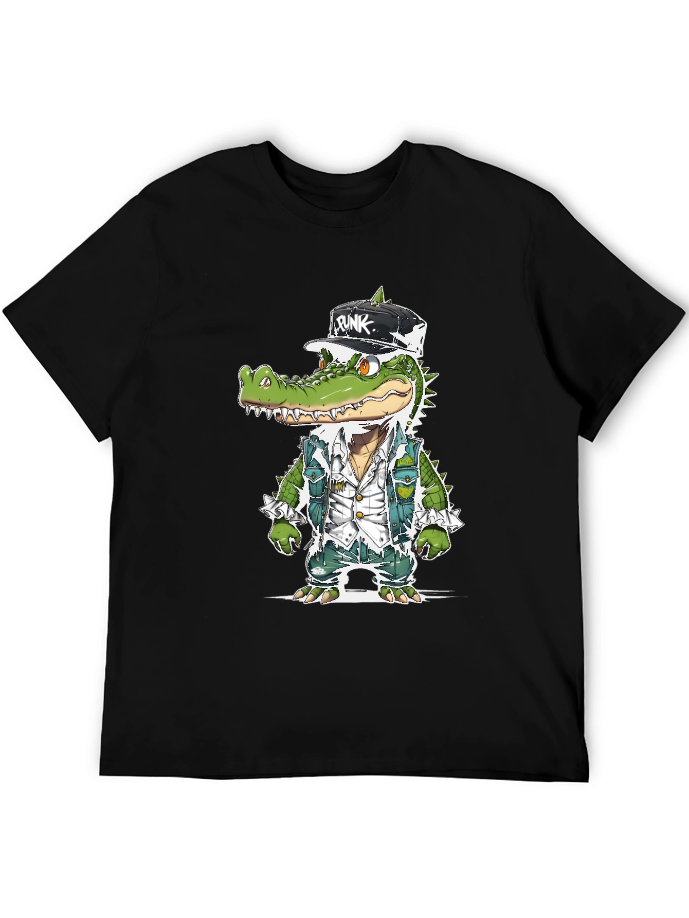 Black Punk Gator T-Shirt - Cool Reptile Streetwear view 5
