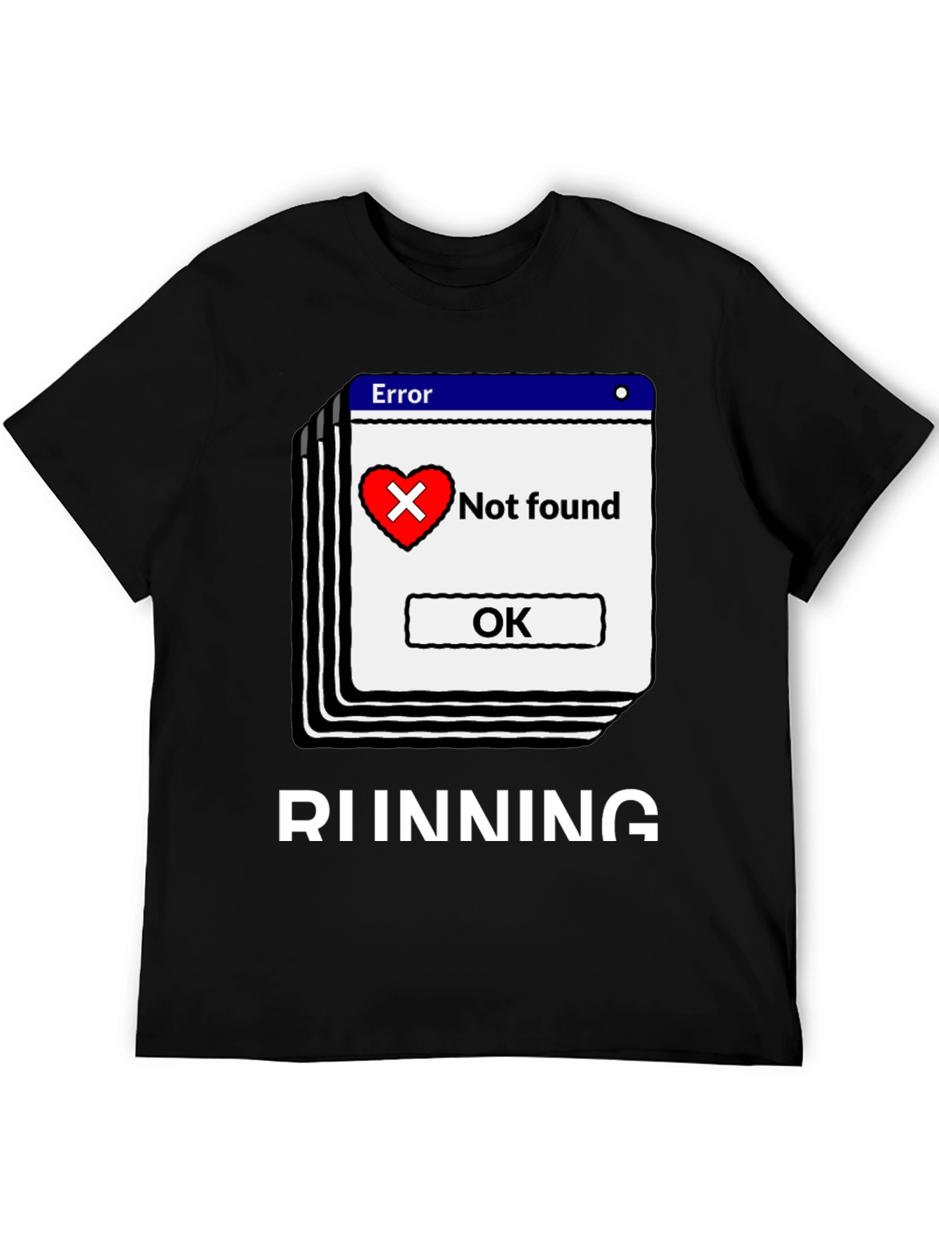 Black Error Heart Not Found Running T-Shirt view 5