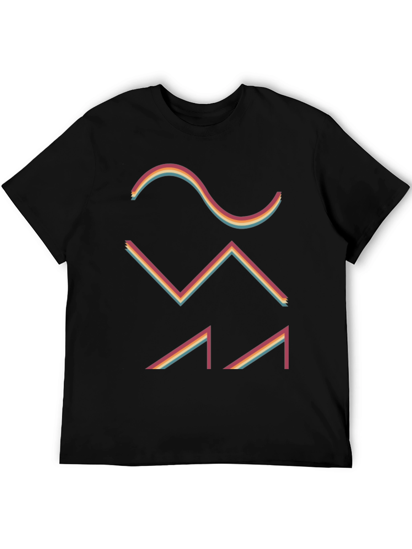 Black Retro Waveform Graphic Tee - Black view 5