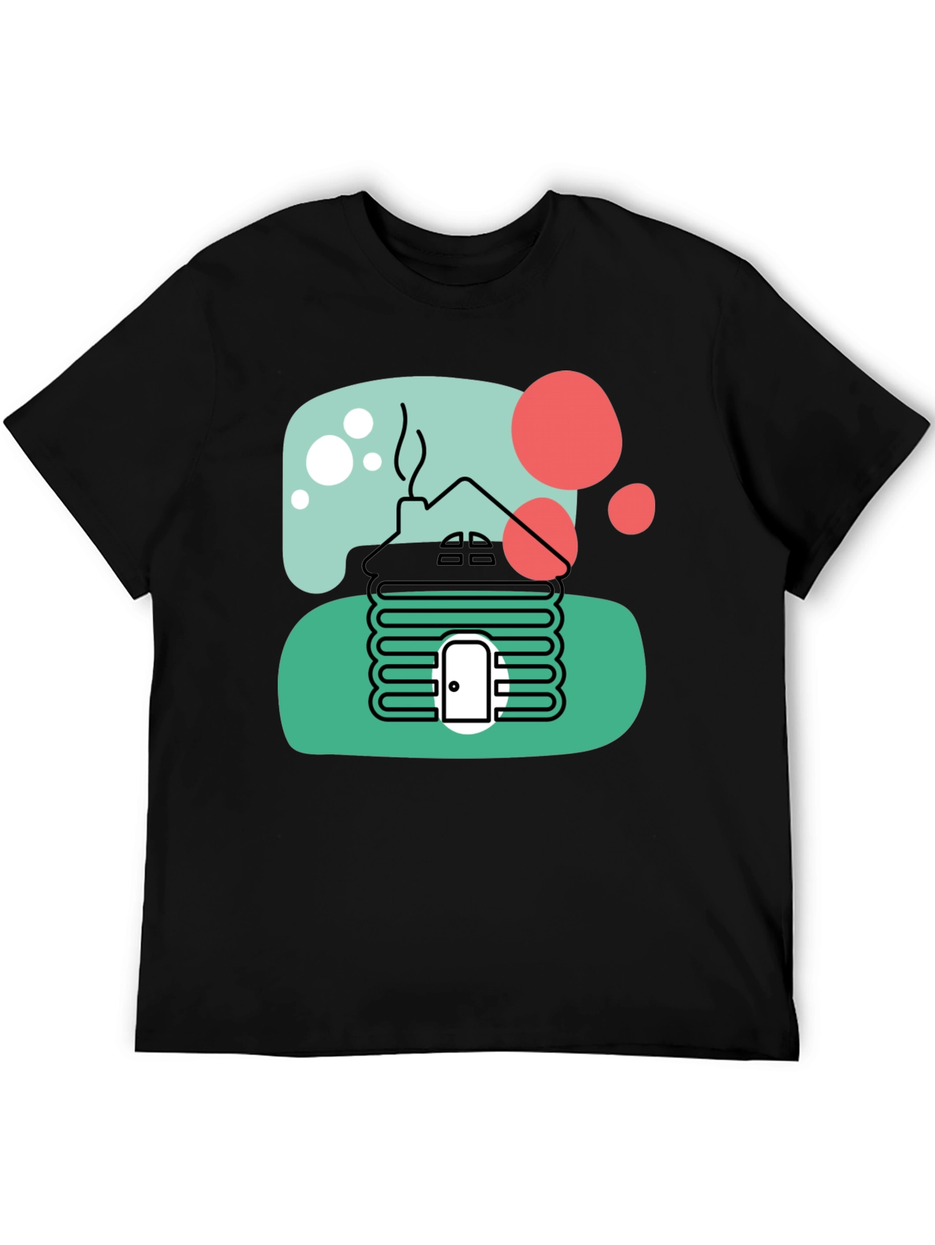 Black Cabin T-Shirt, Novelty Graphic Tee view 5