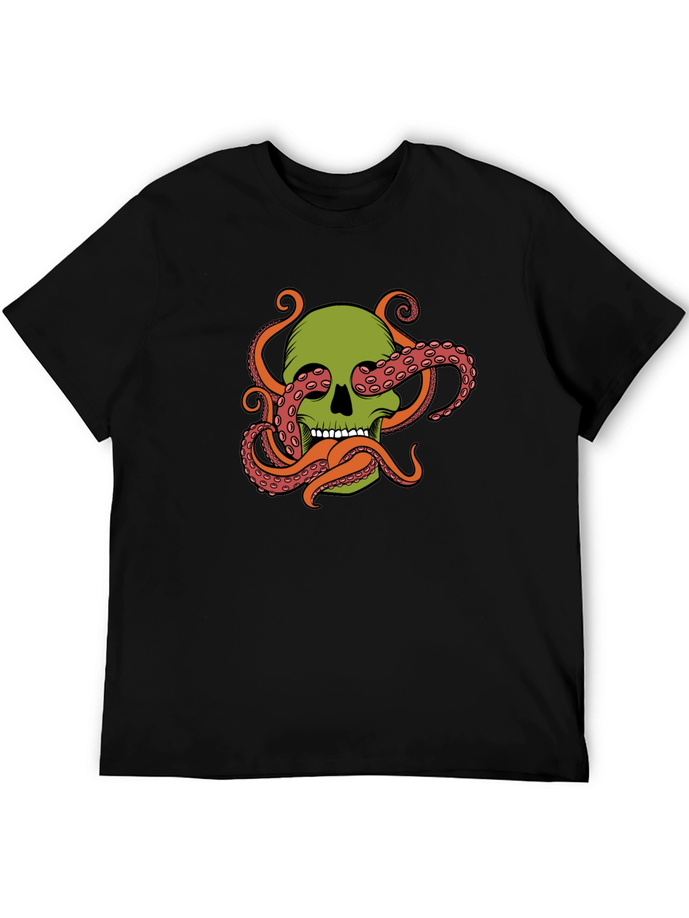 Black Skull Octopus Graphic Tee - Black Cotton Blend view 5