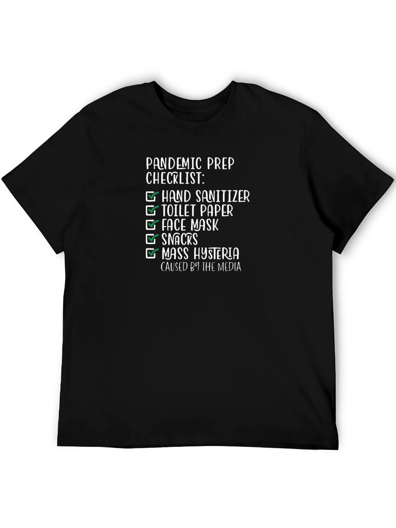 Black Pandemic Prep Checklist Funny T-Shirt view 5