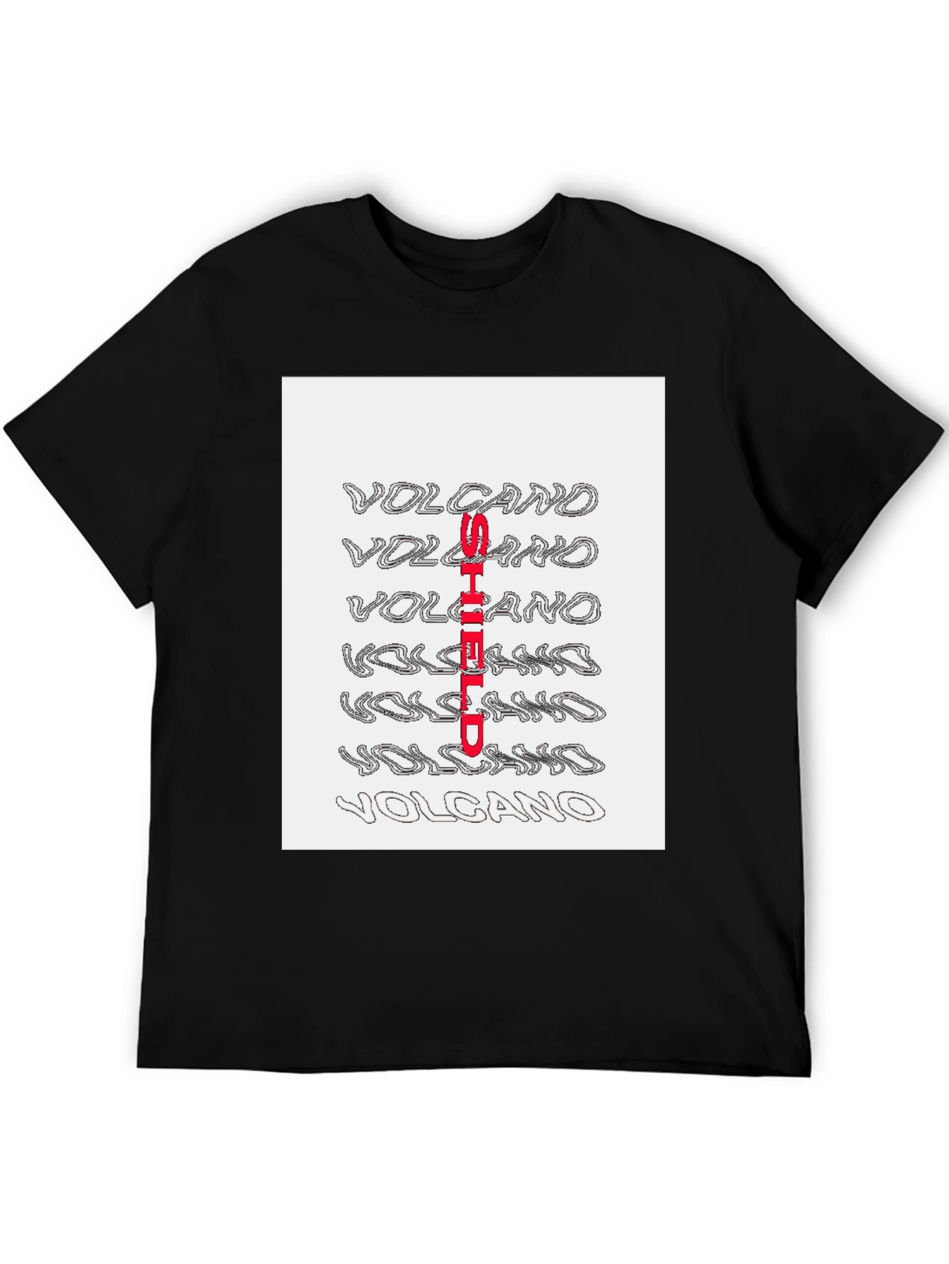 Black Volcano Shield Graphic Print T-Shirt view 5