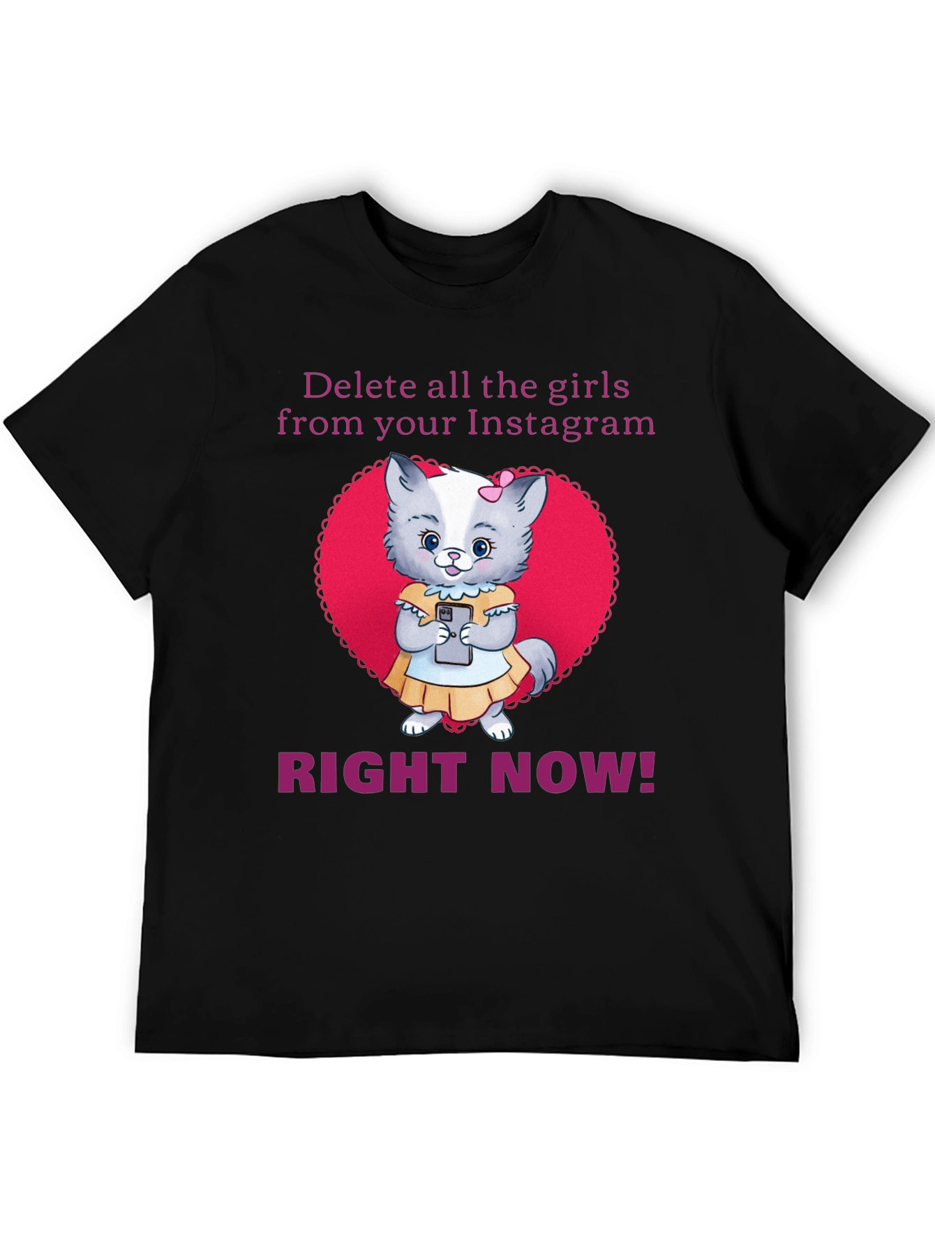 Black Funny Delete Girls Instagram T-Shirt view 5