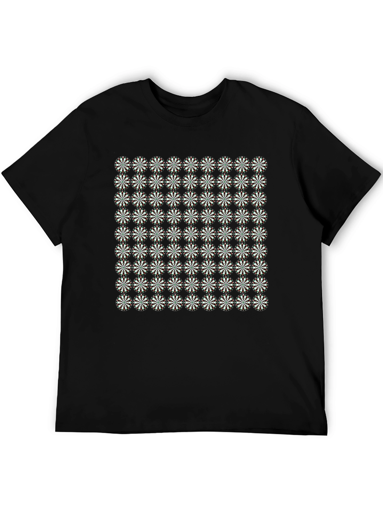 Black Geometric Floral Pattern Black T-Shirt view 5