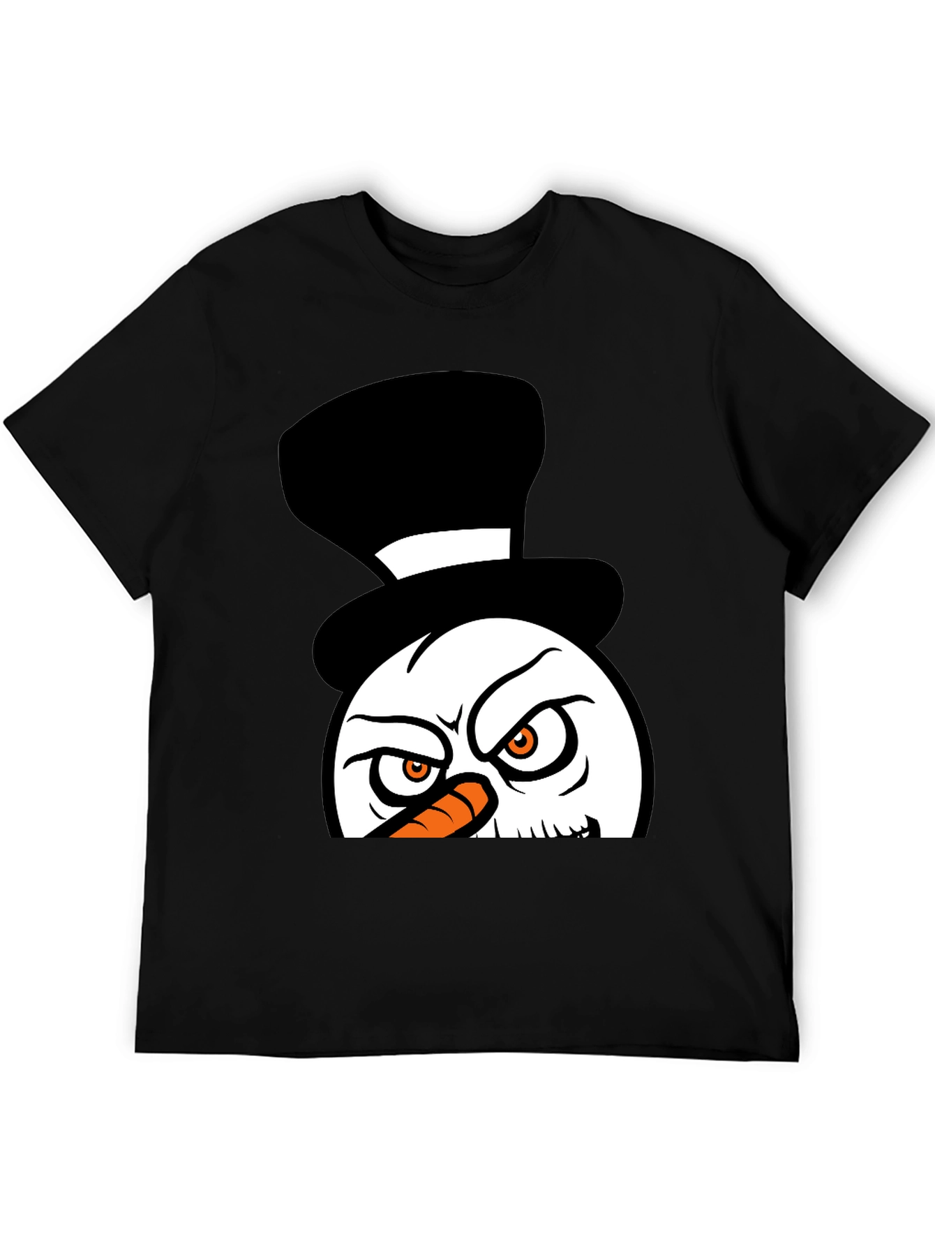 Black Grumpy Snowman Graphic Tee - Black Cotton Blend view 5