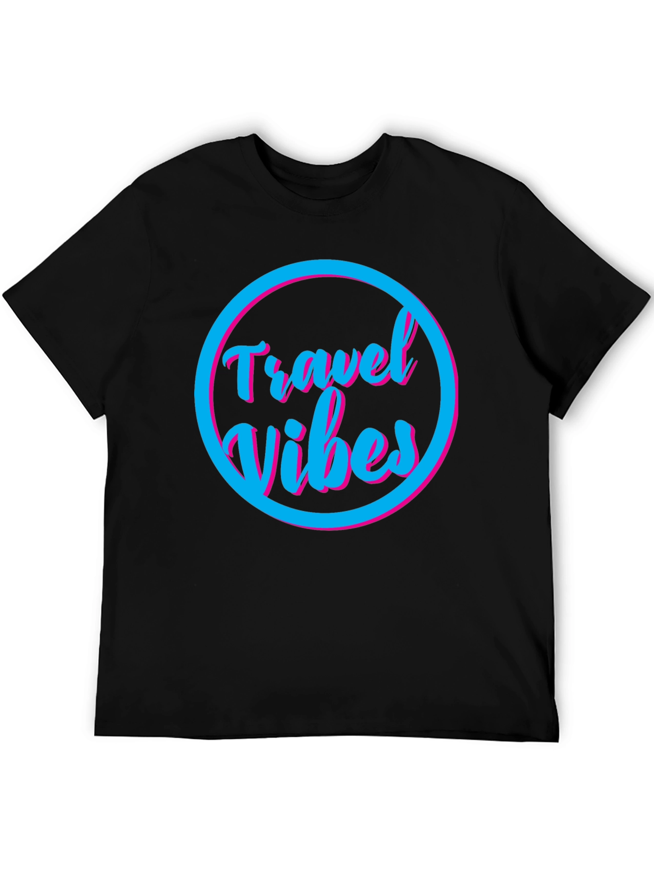Black Travel Vibes Graphic Tee - Black Cotton T-Shirt view 5