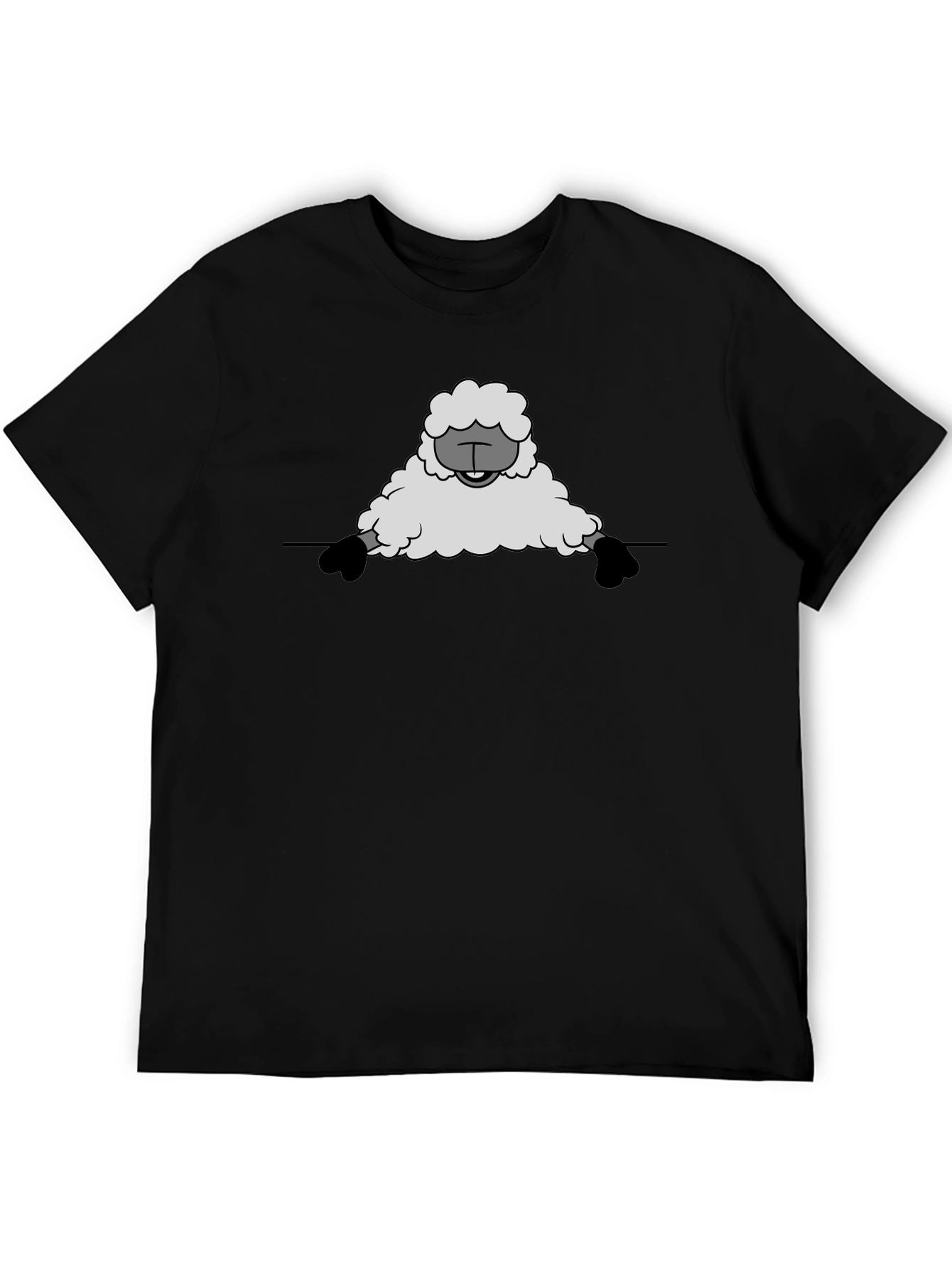 Black Funny Sheep Graphic Tee - Black Cotton T-Shirt view 5