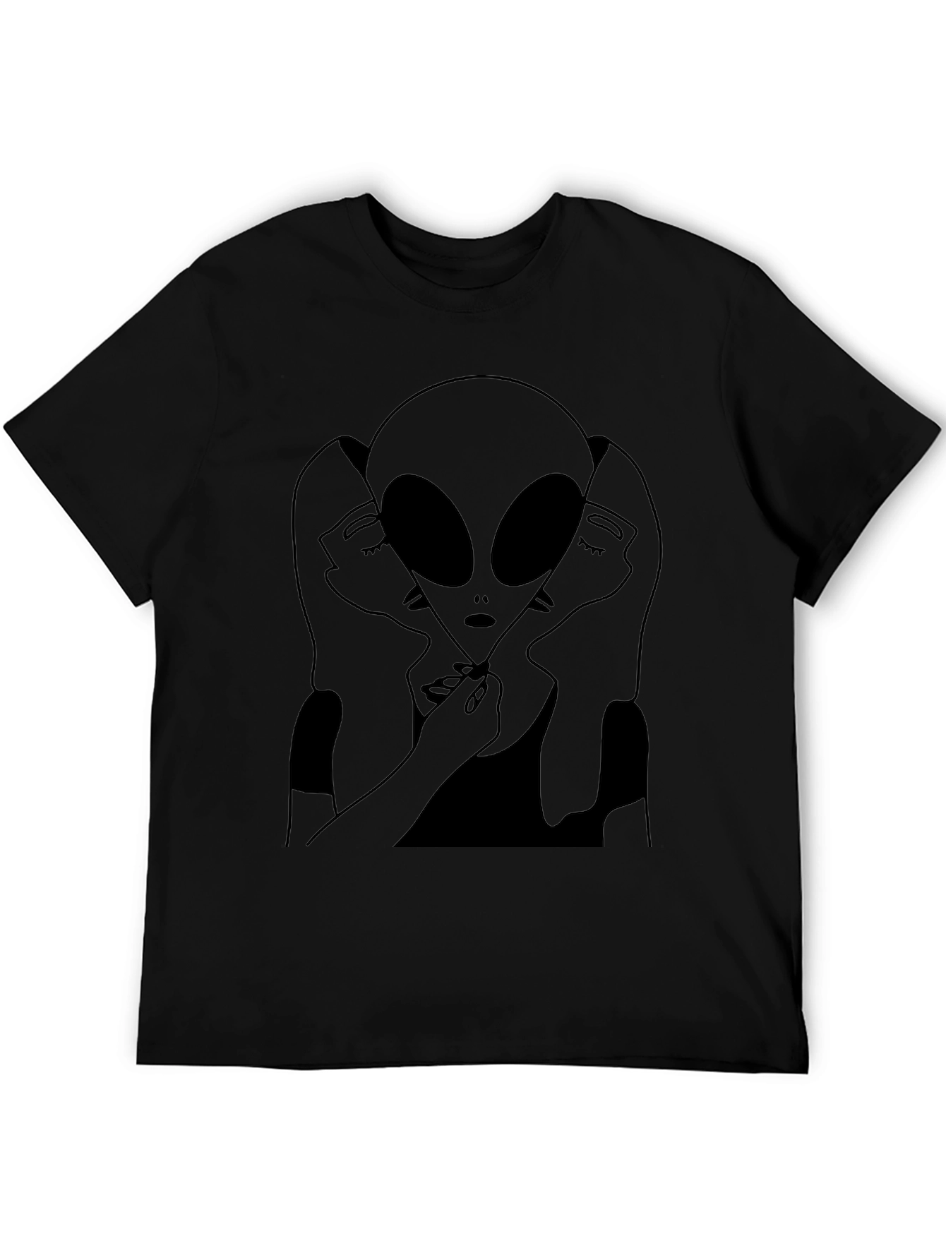 Black Alien Embrace Graphic Tee - Black Cotton T-Shirt view 5