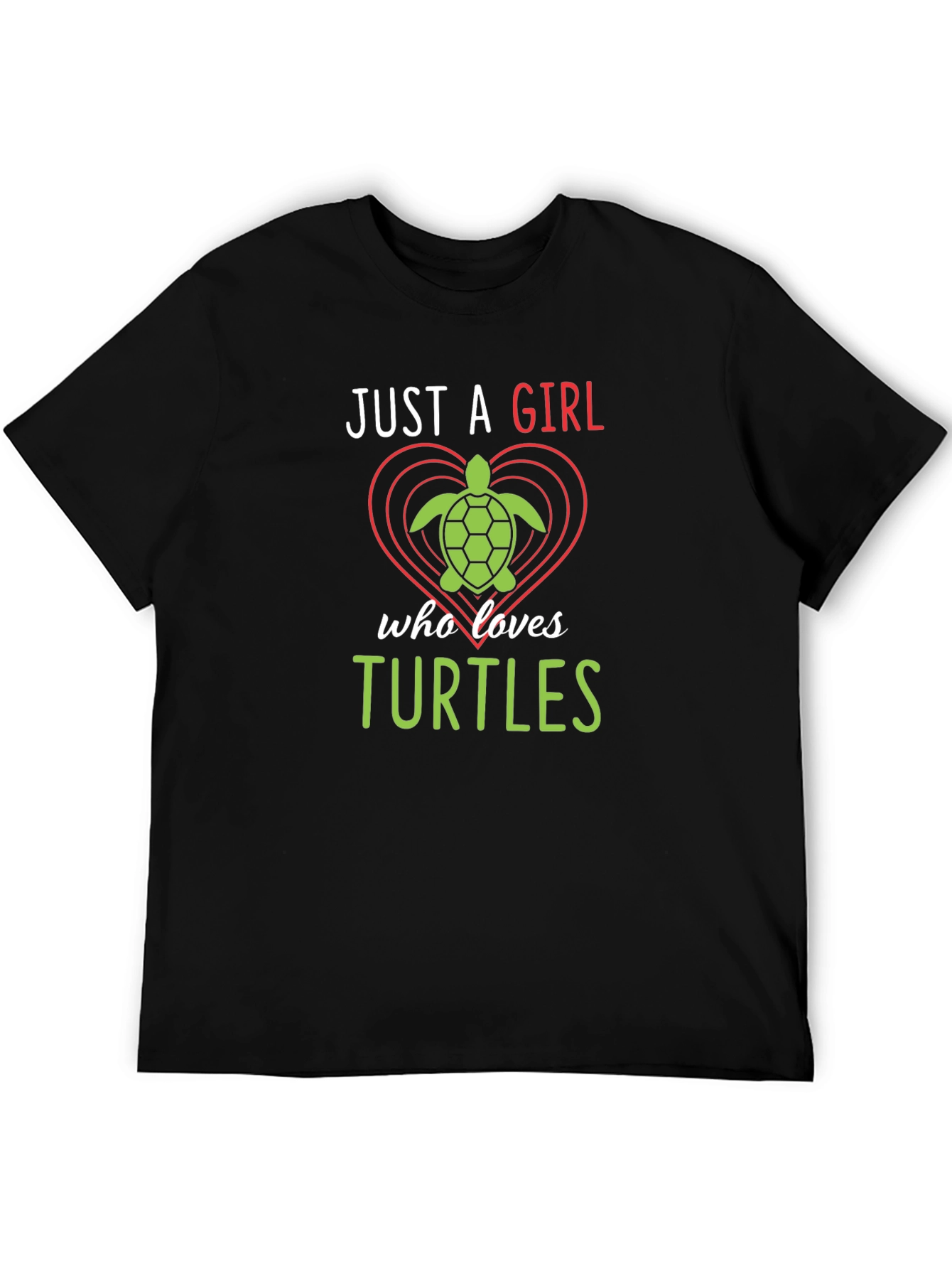 Black Just a Girl Who Loves Turtles T-Shirt view 5