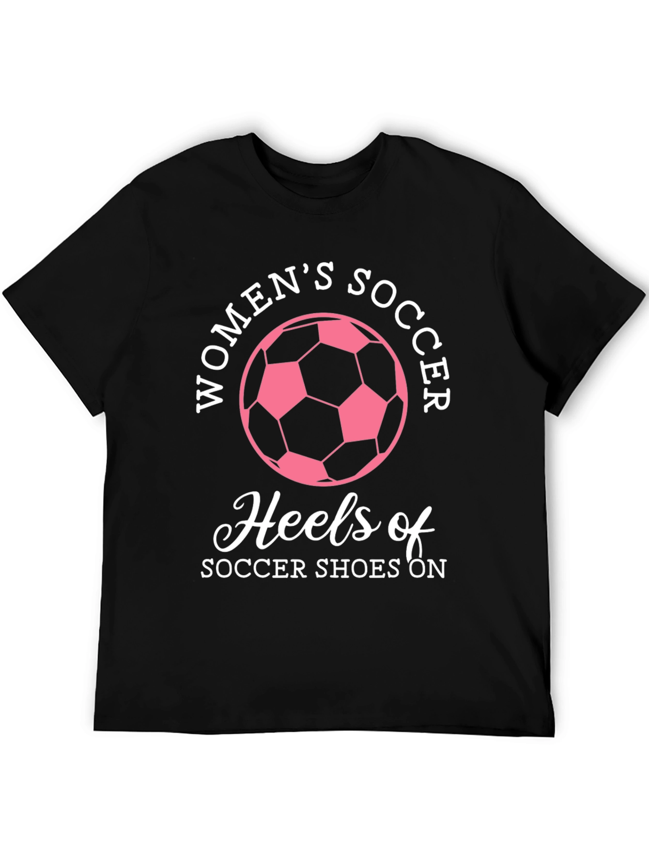 Black Women's Soccer Heels Graphic T-Shirt view 5