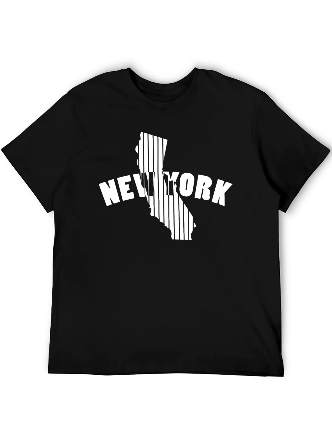 Black New York California Graphic Tee - Black Cotton T-Shirt view 5