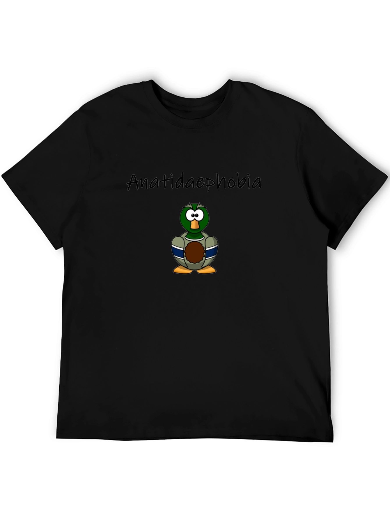 Black Anatidaephobia Duck Cartoon T-Shirt view 5