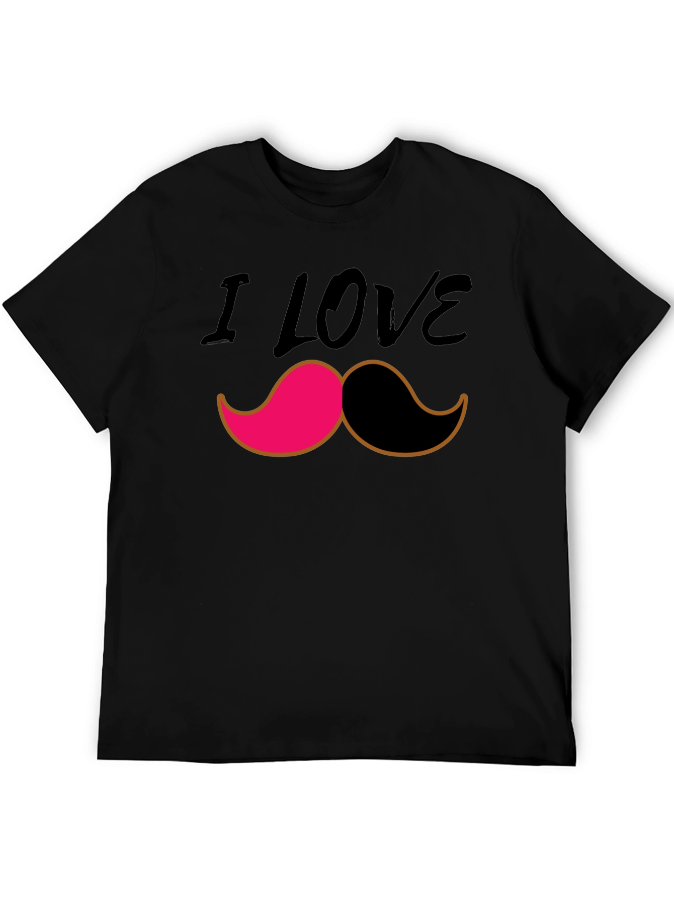 Black I Love Mustache Graphic Tee - Black view 5