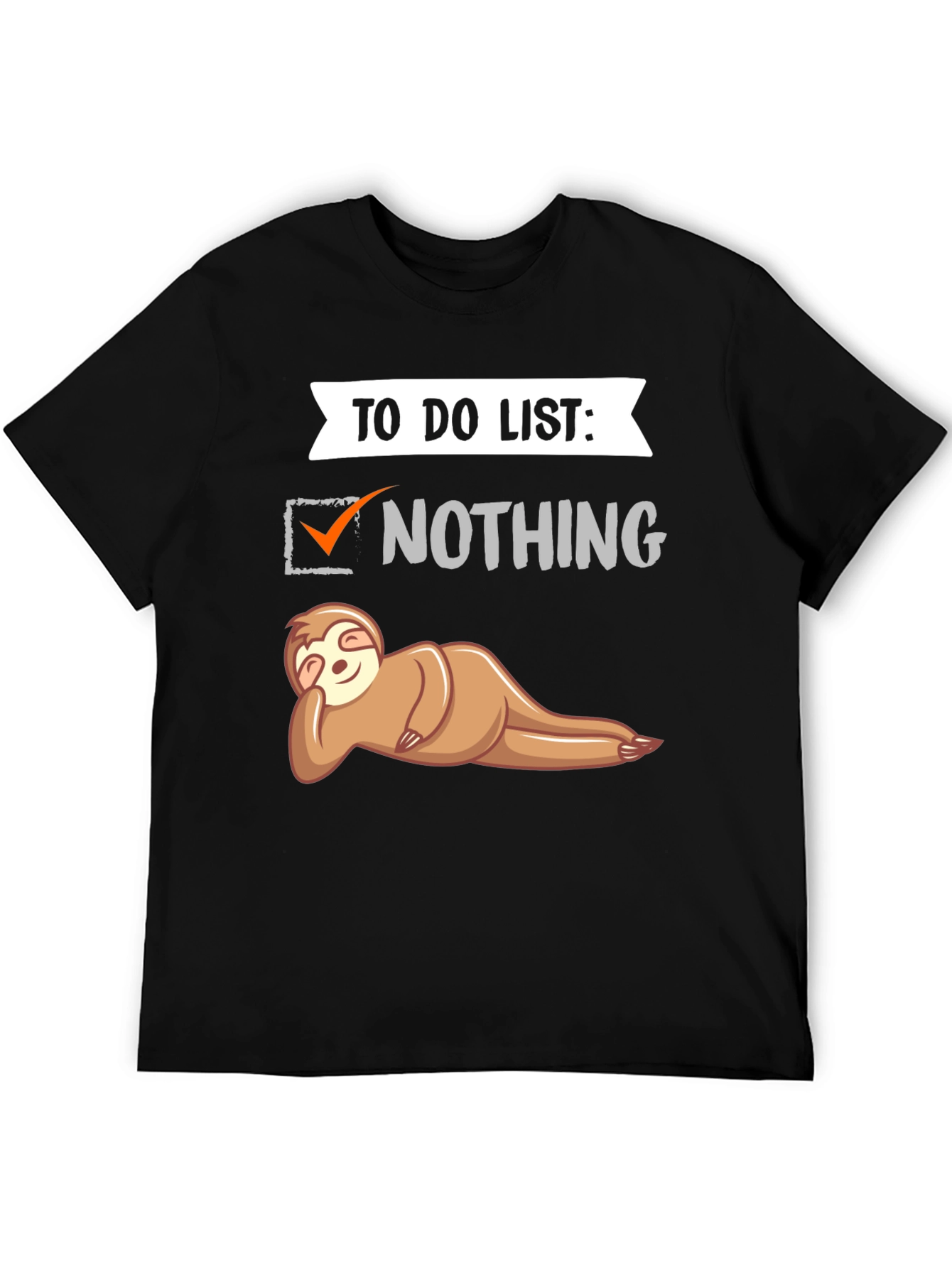 Black Lazy Sloth To-Do List T-Shirt - Funny Graphic Tee view 5
