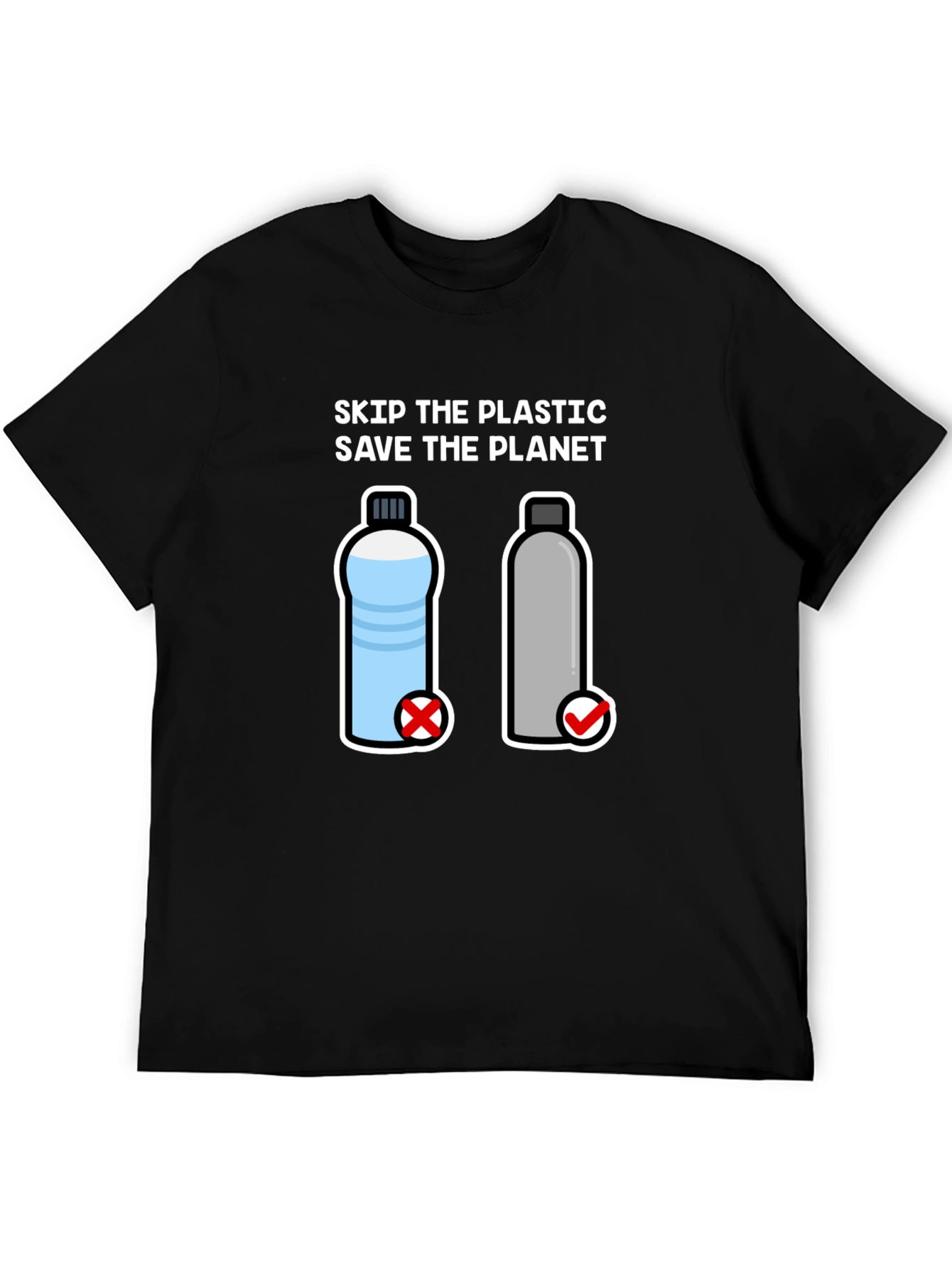 Black Skip the Plastic, Save the Planet T-Shirt view 5