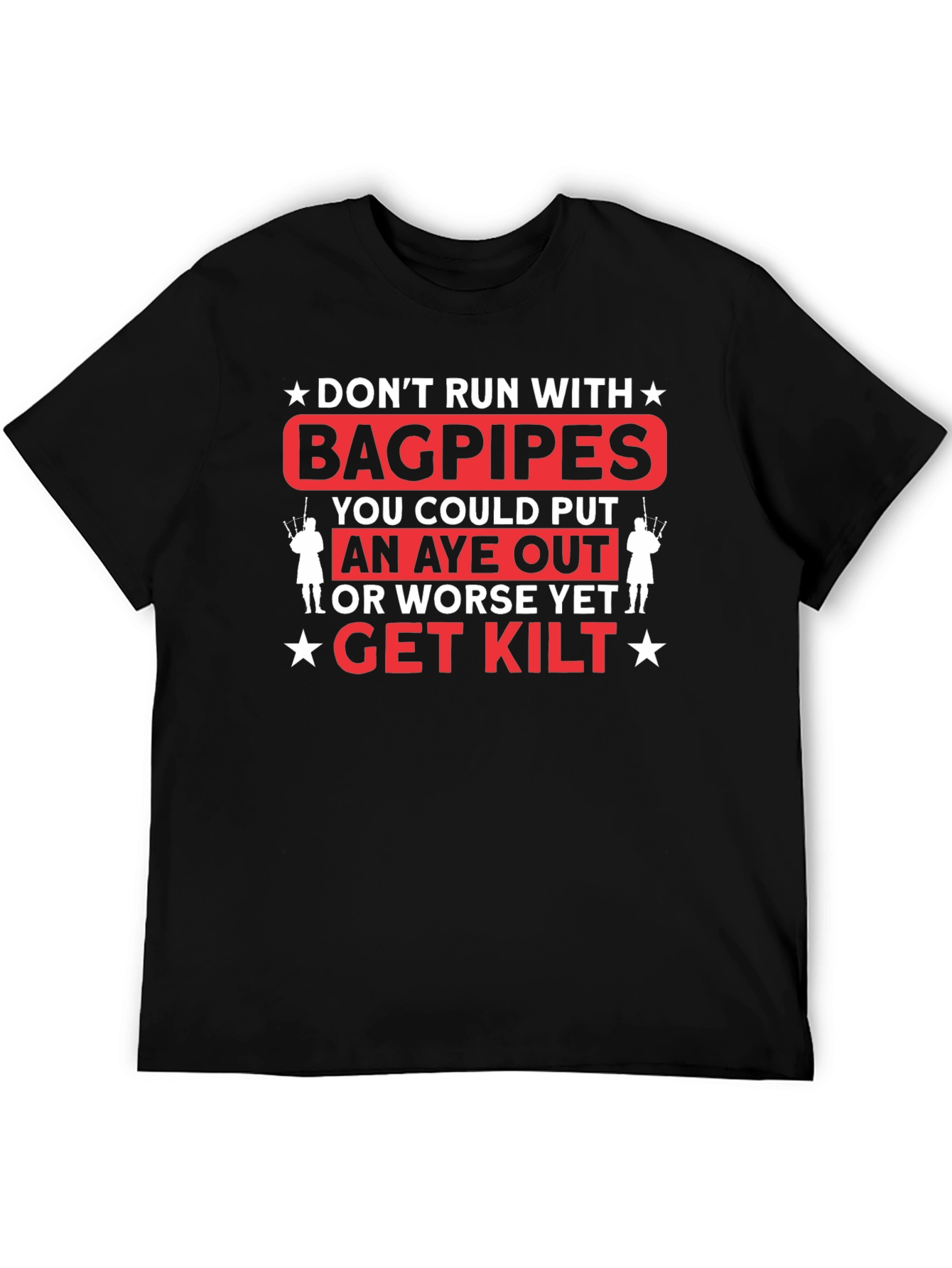 Black Don't Run with Bagpipes Graphic T-Shirt view 5