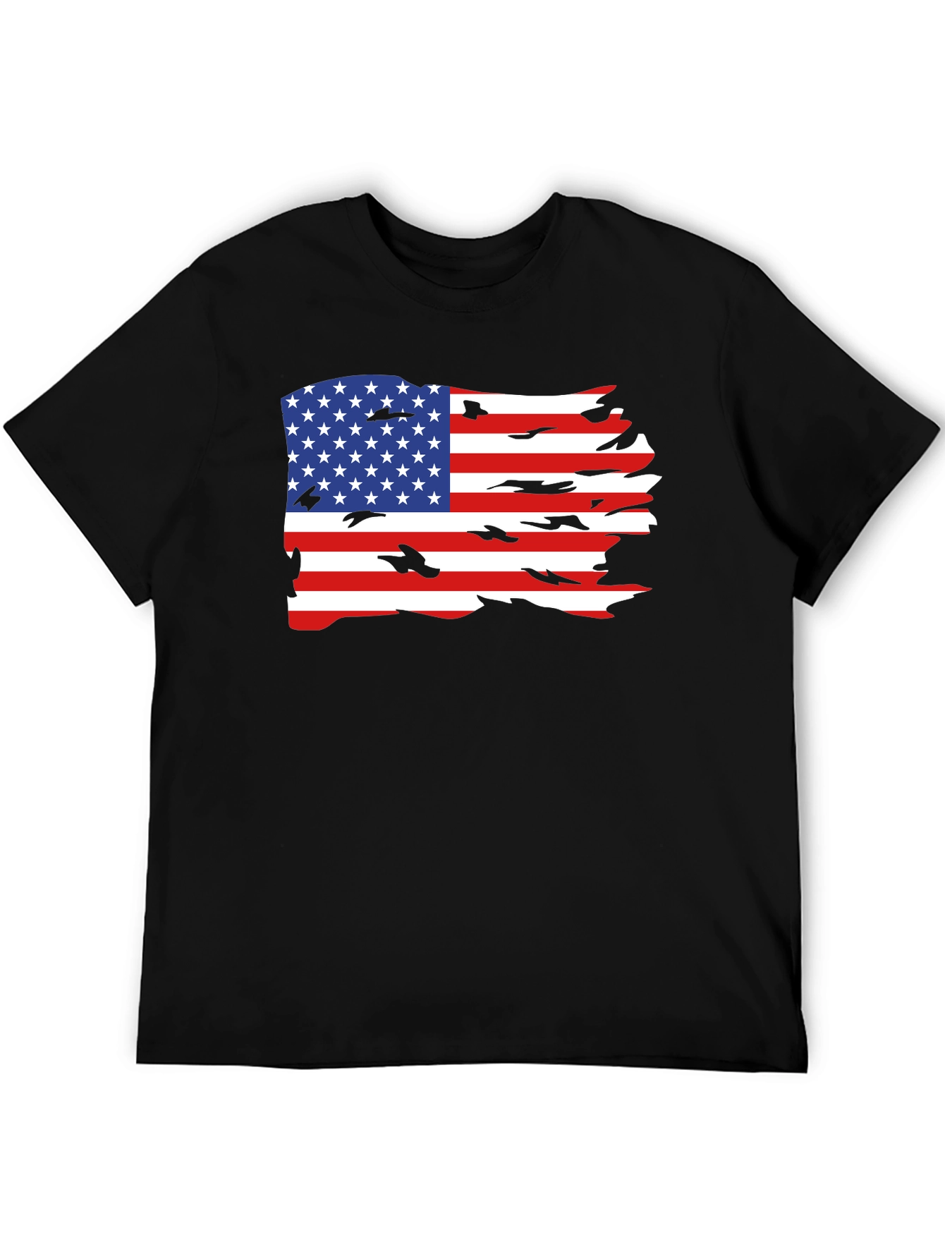 Black American Flag Graphic Tee view 5