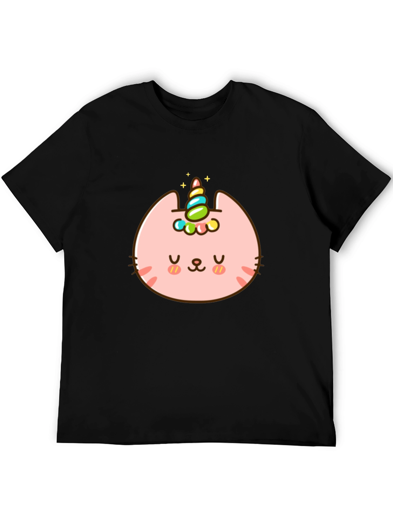 Black Unicat Black T-Shirt - Kawaii Unicorn Cat Tee view 5