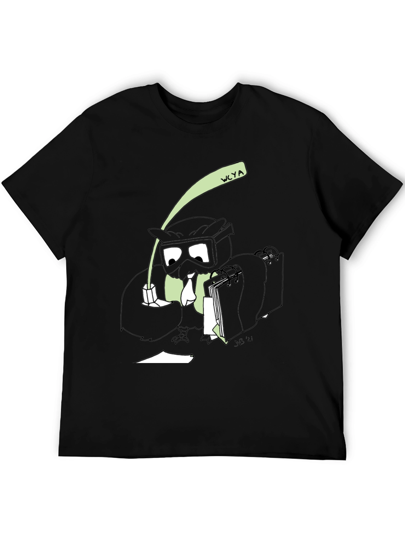 Black Cartoon Owl T-Shirt - Black Cotton Blend view 5