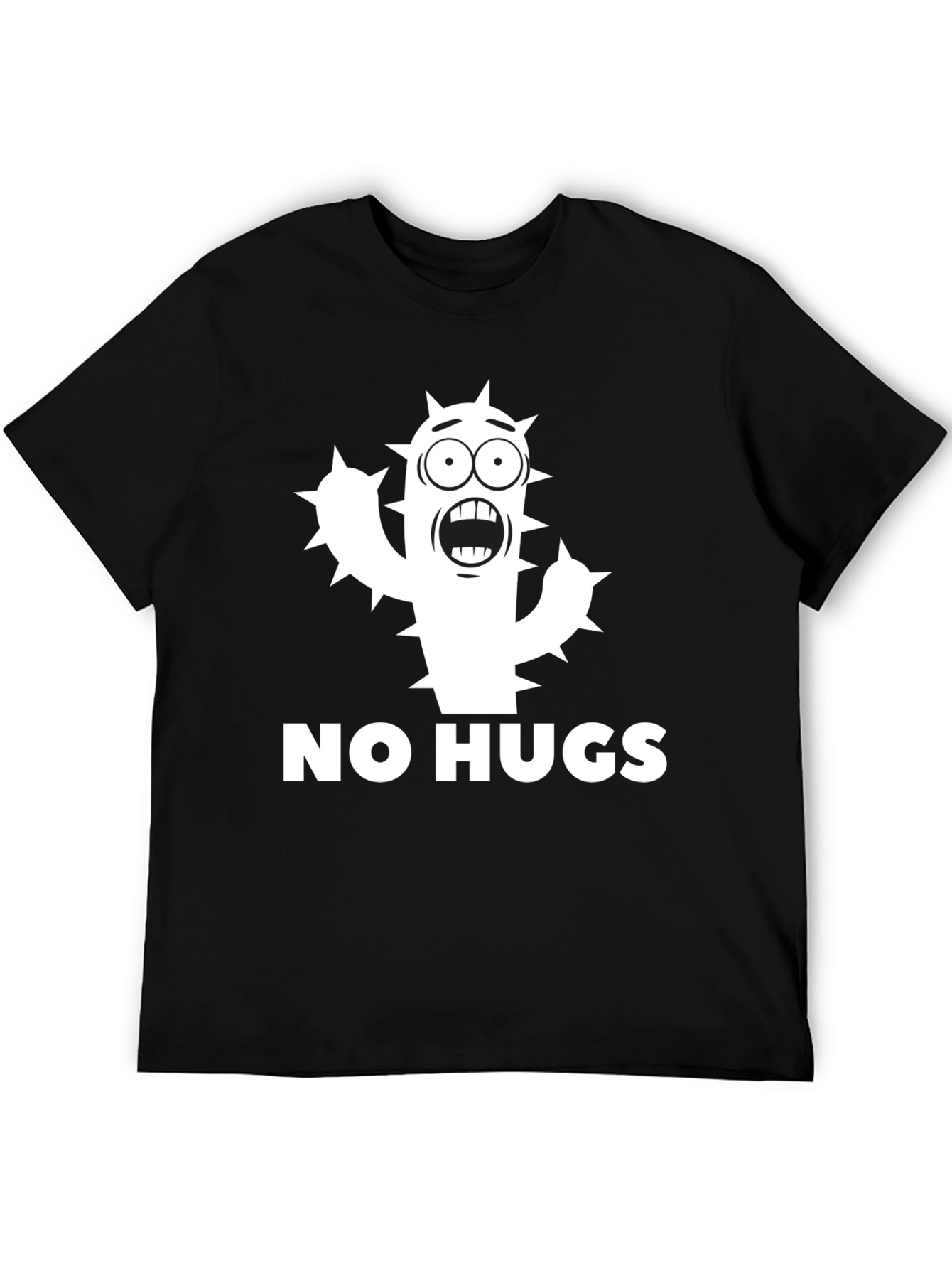 Black No Hugs Cactus Graphic Tee - Funny Unisex Shirt view 5