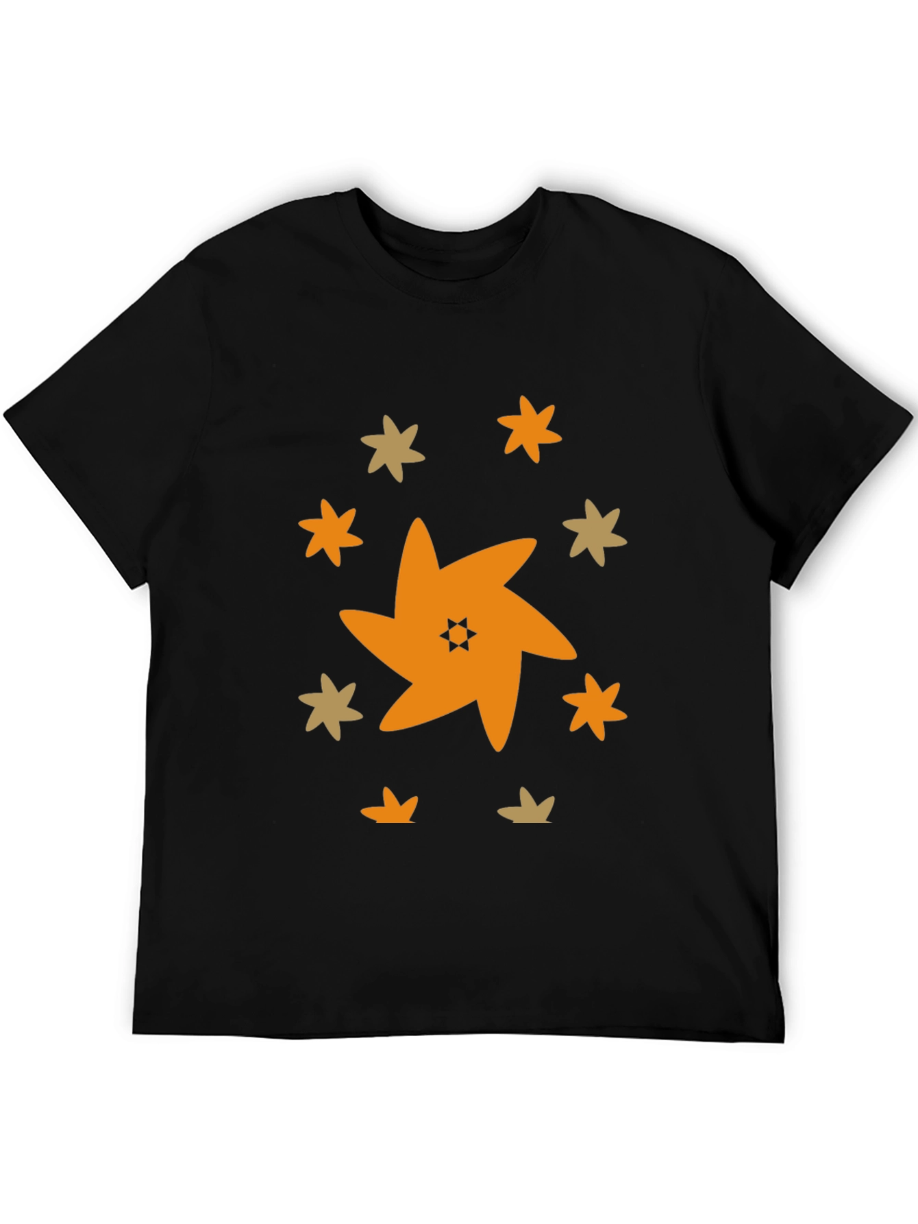 Black Star Pattern Black T-Shirt view 5