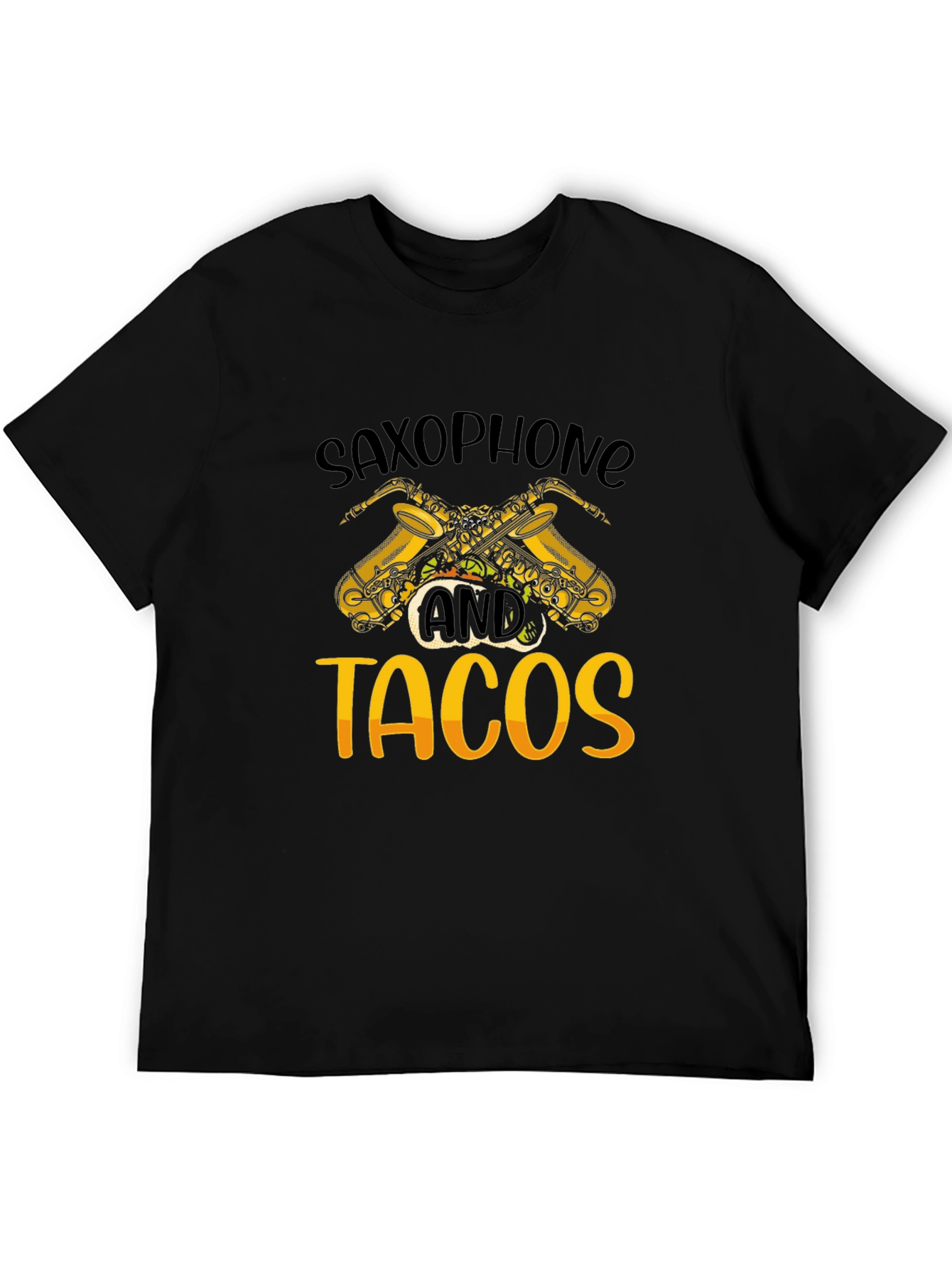 Black Saxophone and Tacos Graphic T-Shirt view 5