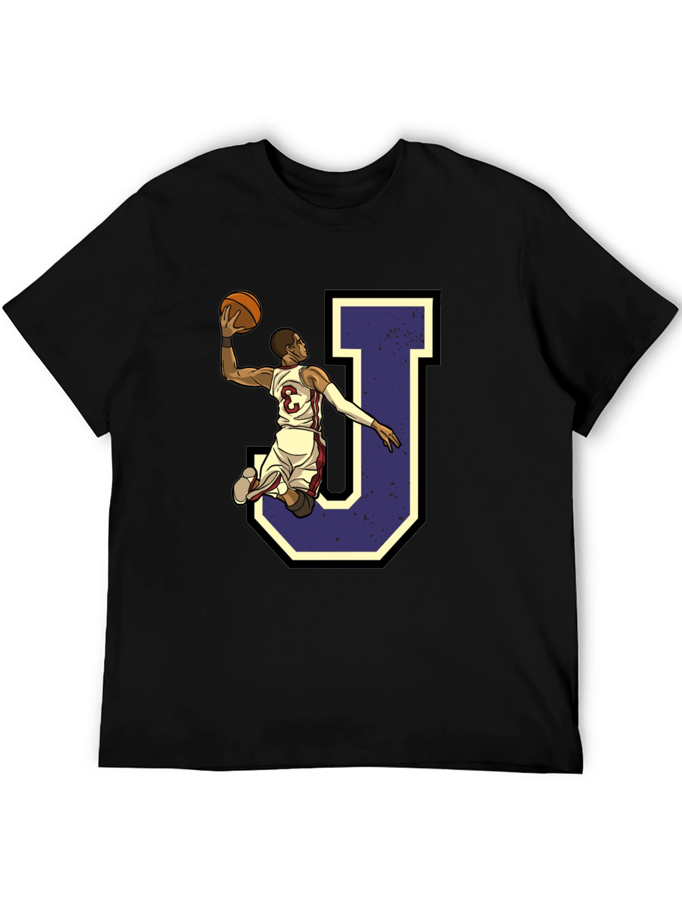 Black Basketball Player 'J' Graphic Tee view 5