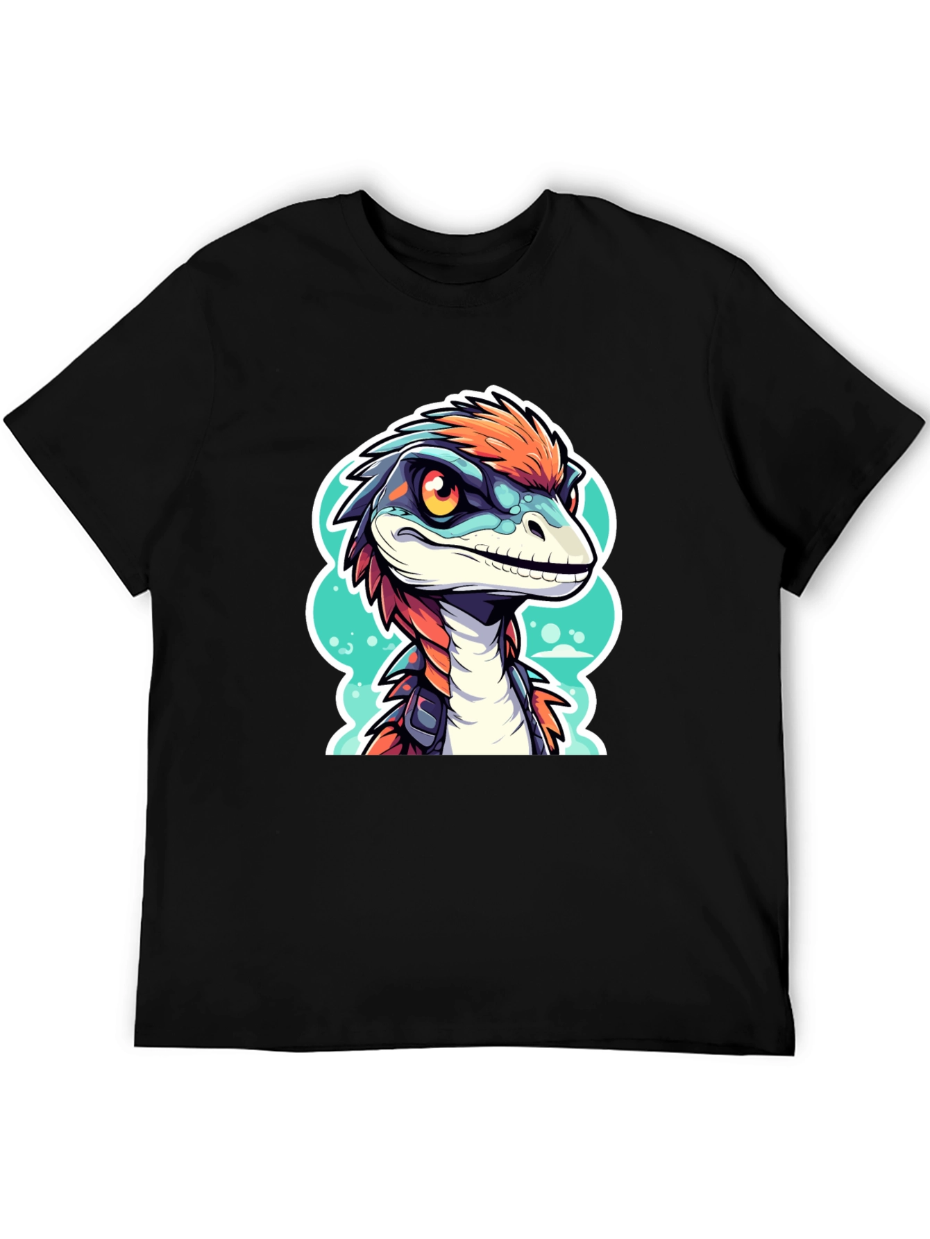 Black Dino Raptor Graphic Tee - Cool Cartoon Animal Shirt view 5