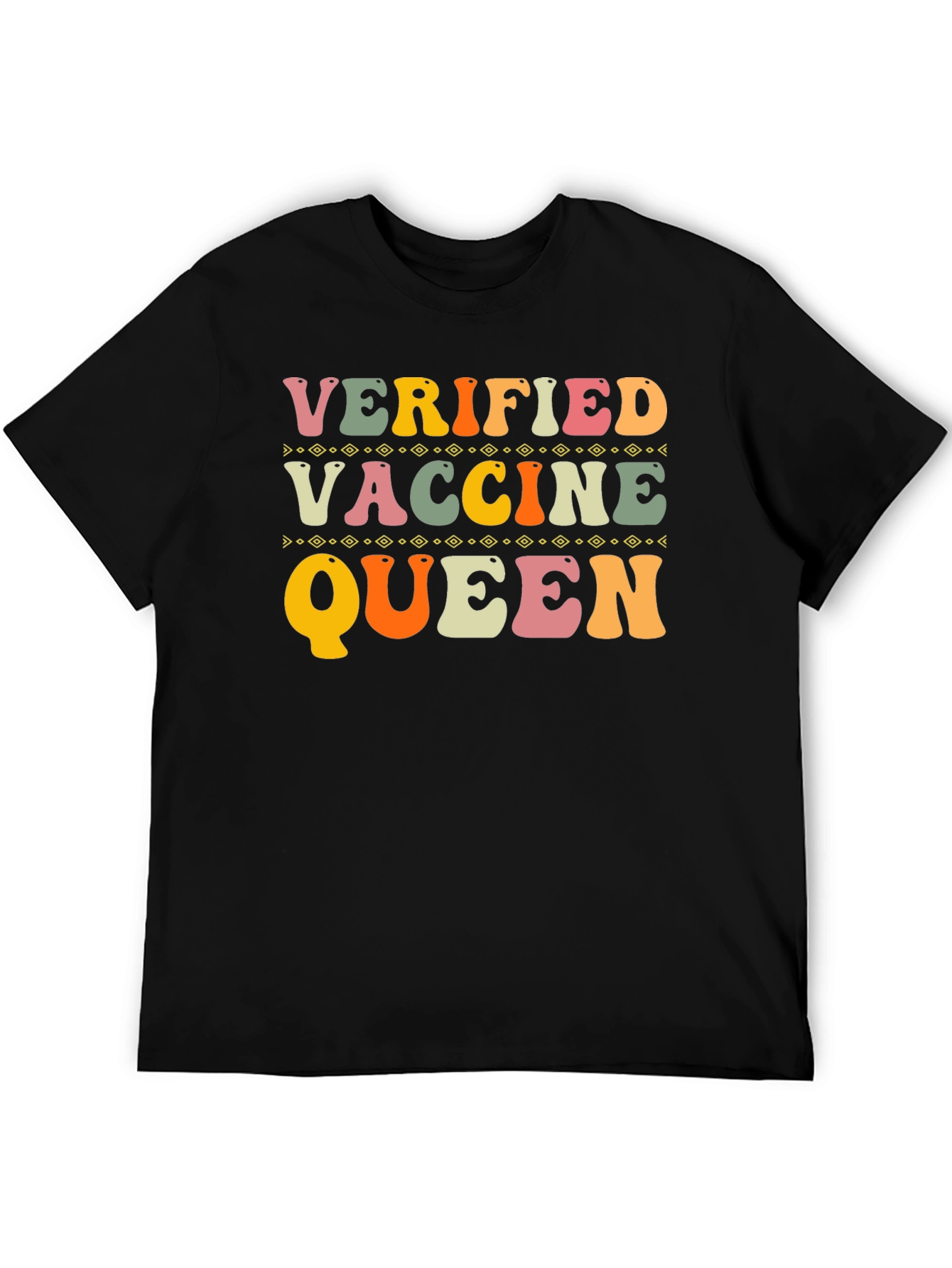 Black Verified Vaccine Queen T-Shirt view 5