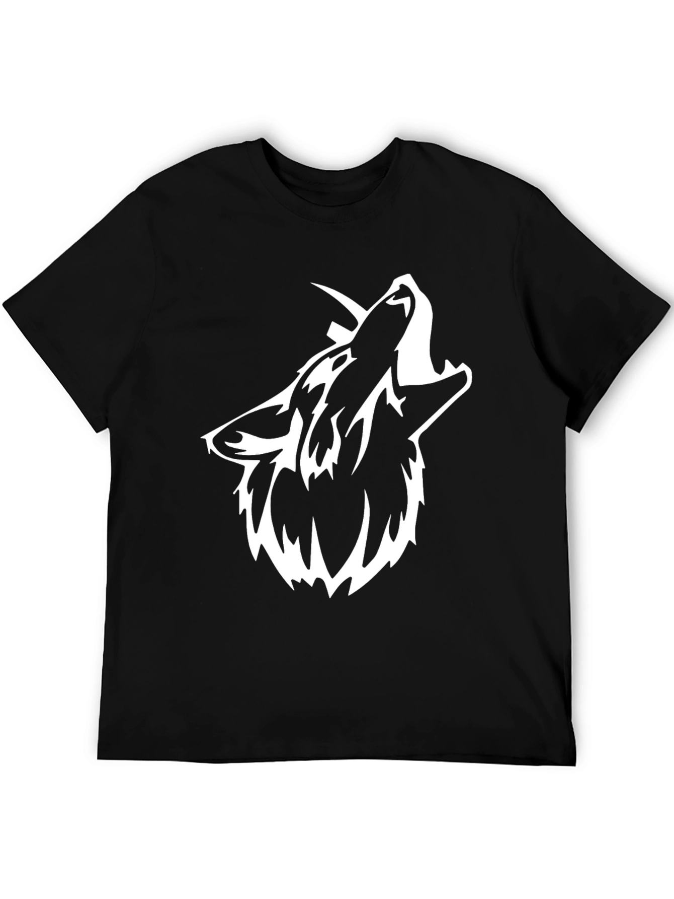 Black Men's Black Wolf Graphic Tee view 5