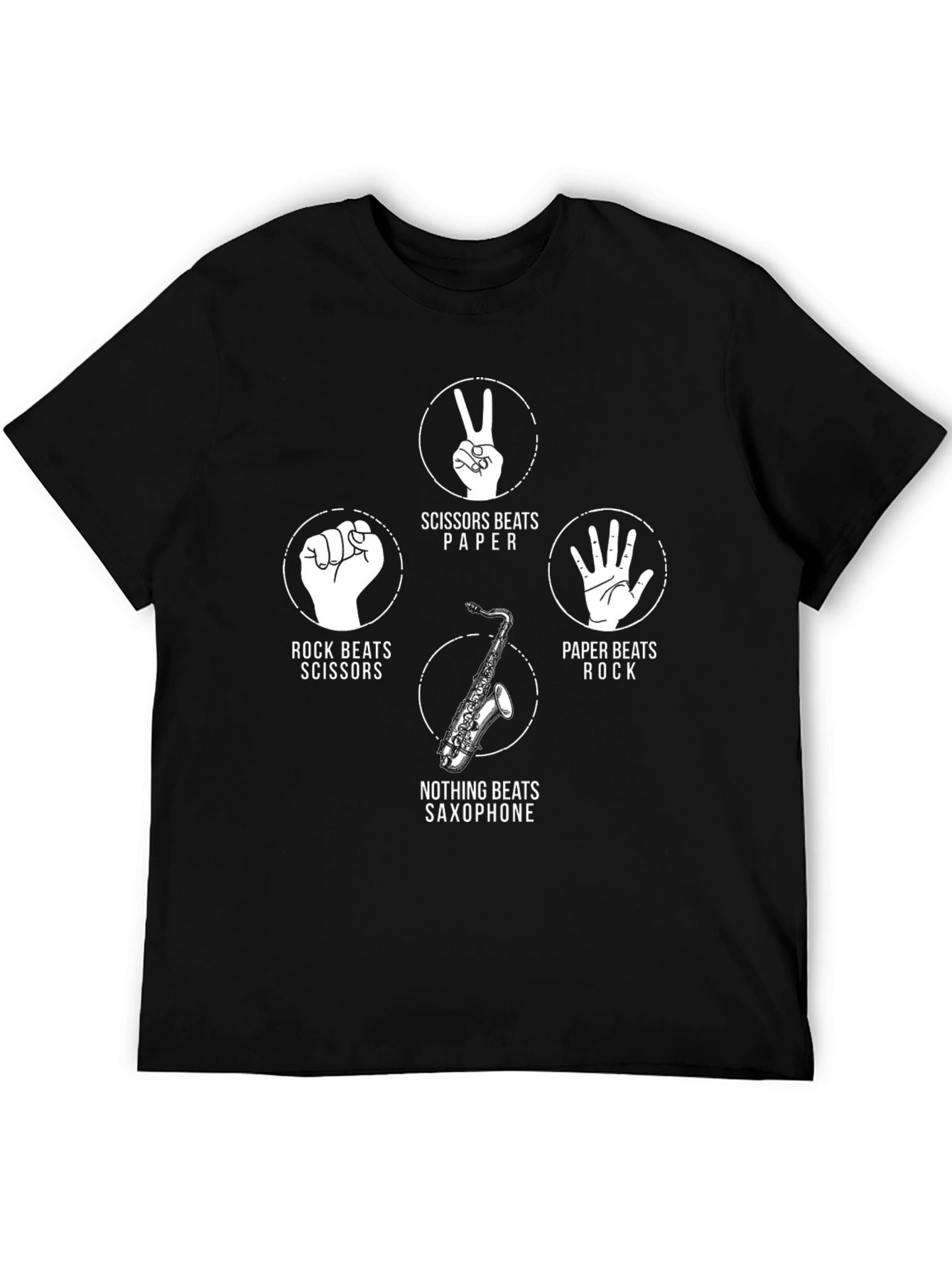 Black Rock Paper Scissors Saxophone Graphic Tee view 5