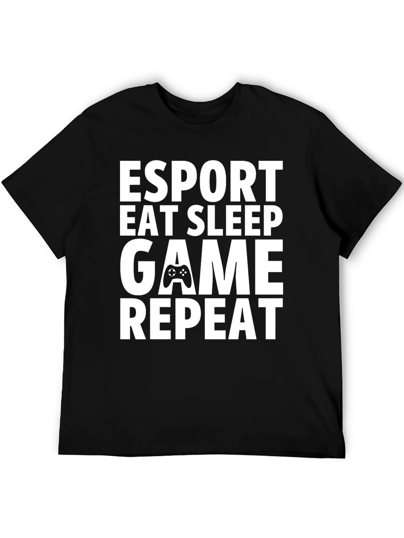 Black Esport Eat Sleep Game Repeat Black T-Shirt view 5