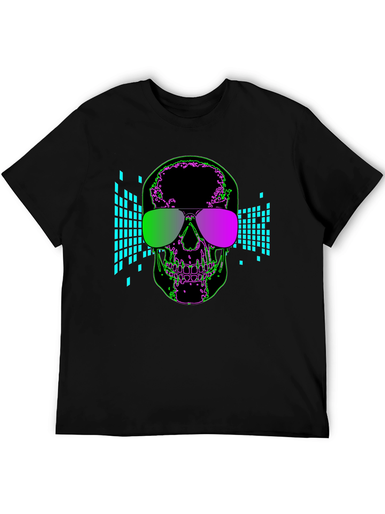 Black Skull Shades Graphic Tee - Cool Neon Design view 5