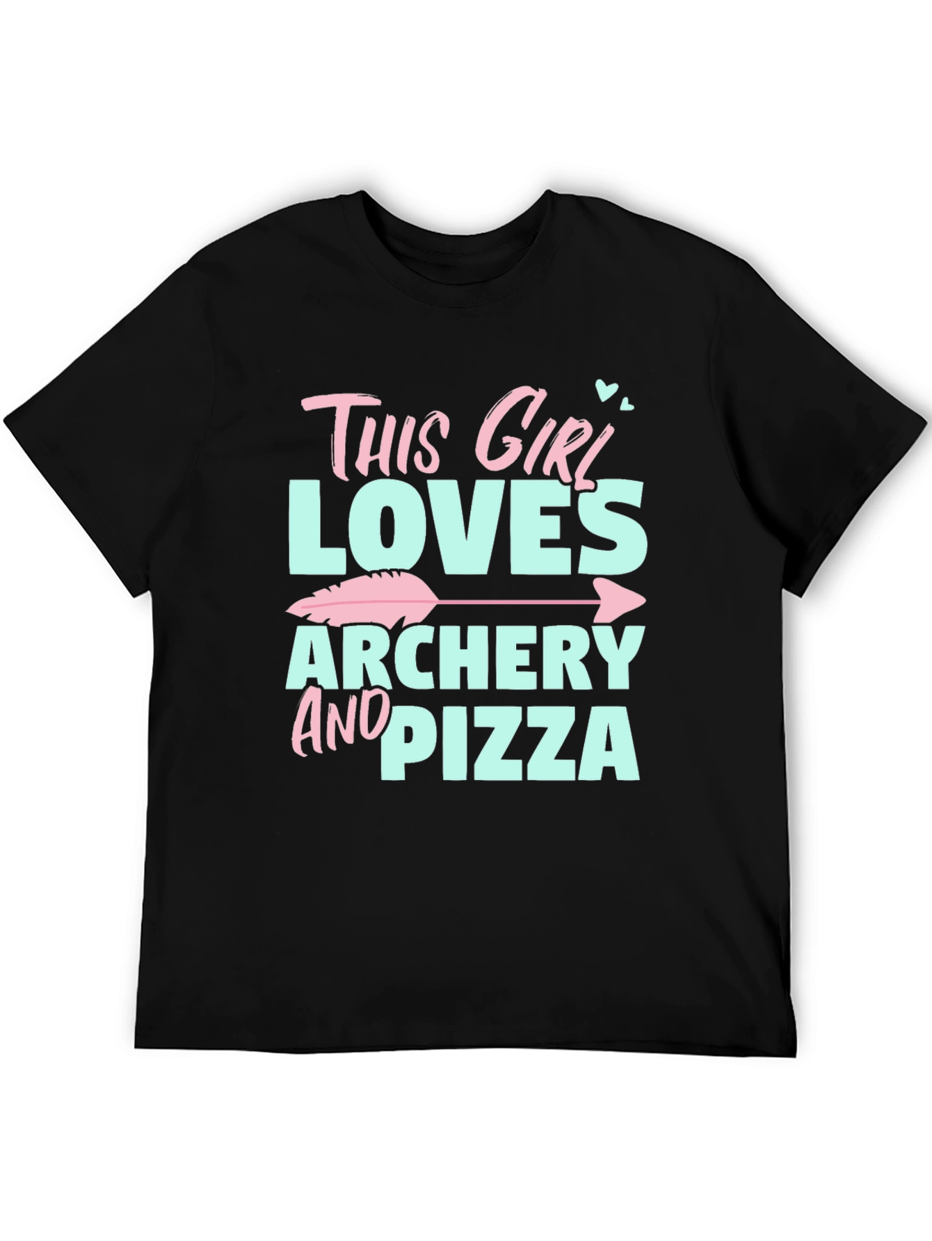 Black Archery & Pizza Lover Graphic T-Shirt view 5