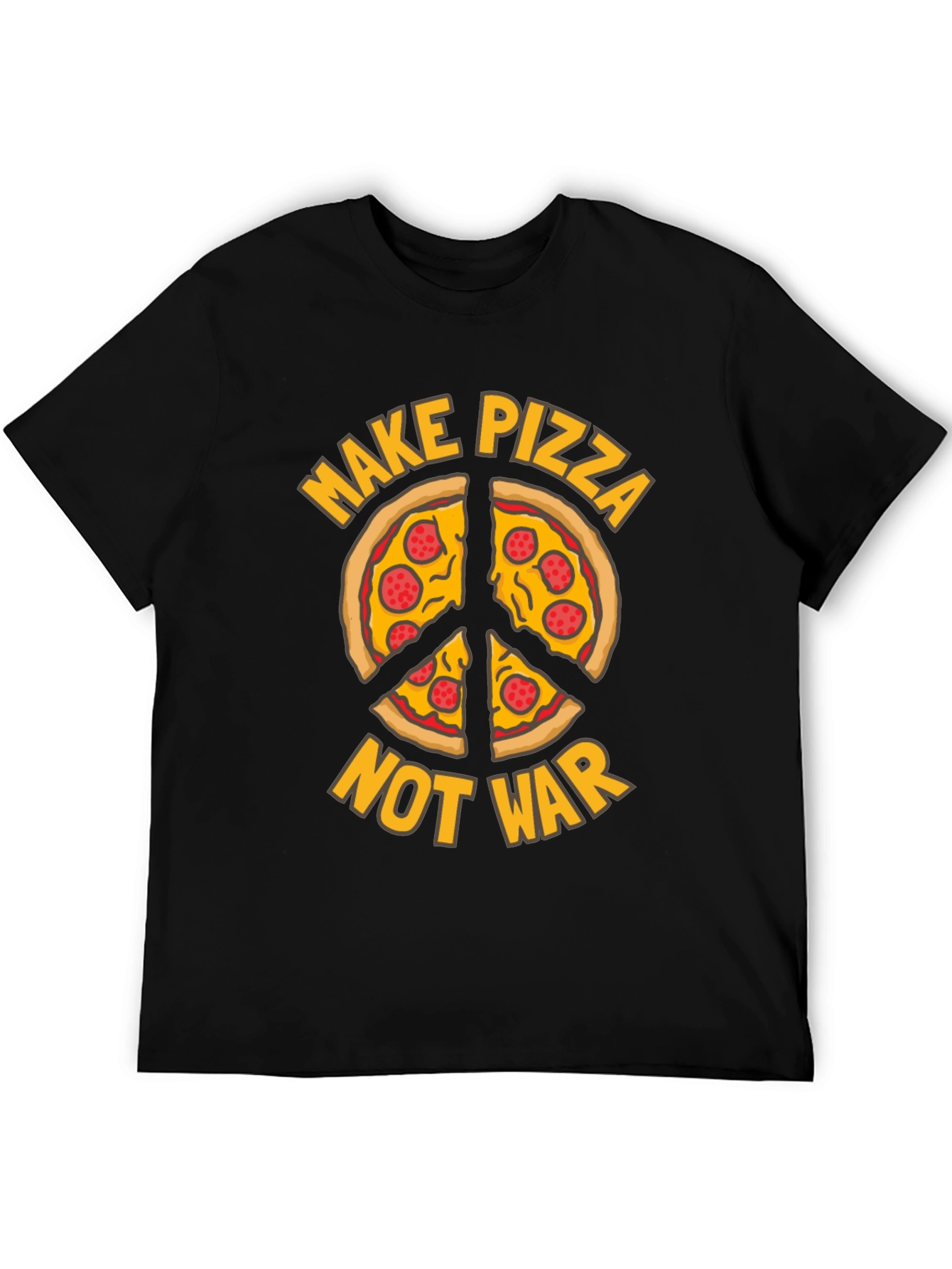 Black Make Pizza Not War T-Shirt Peace Sign Foodie Tee view 5