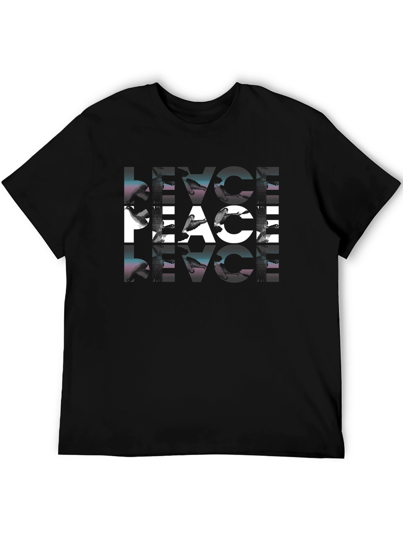 Black Peace Bird Graphic Print Black T-Shirt view 5