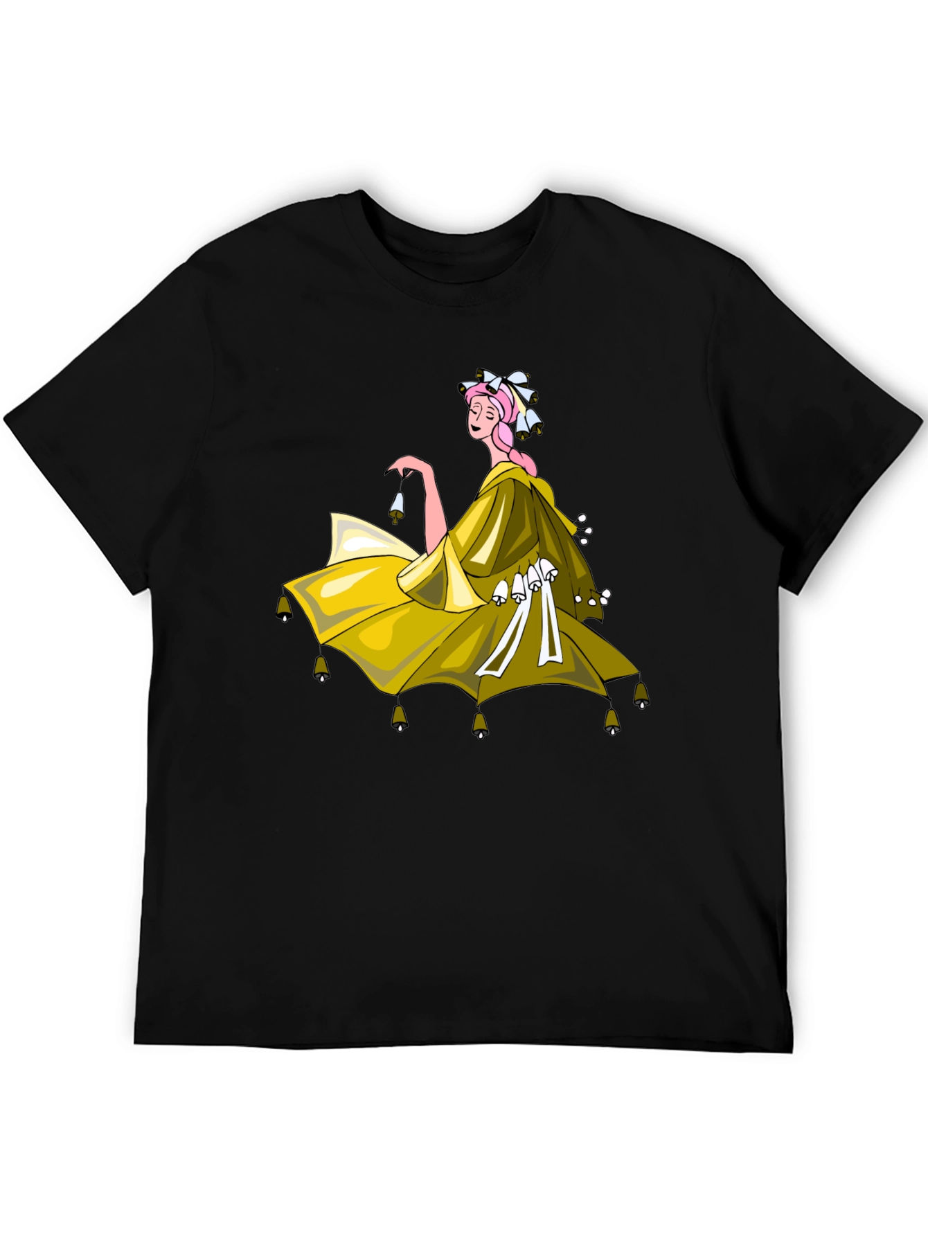 Black Whimsical Bell Dancer Graphic Tee - Black view 5