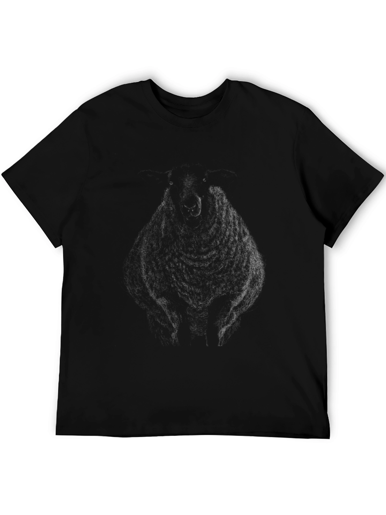 Black Black Graphic Tee - Unique Sheep Design view 5