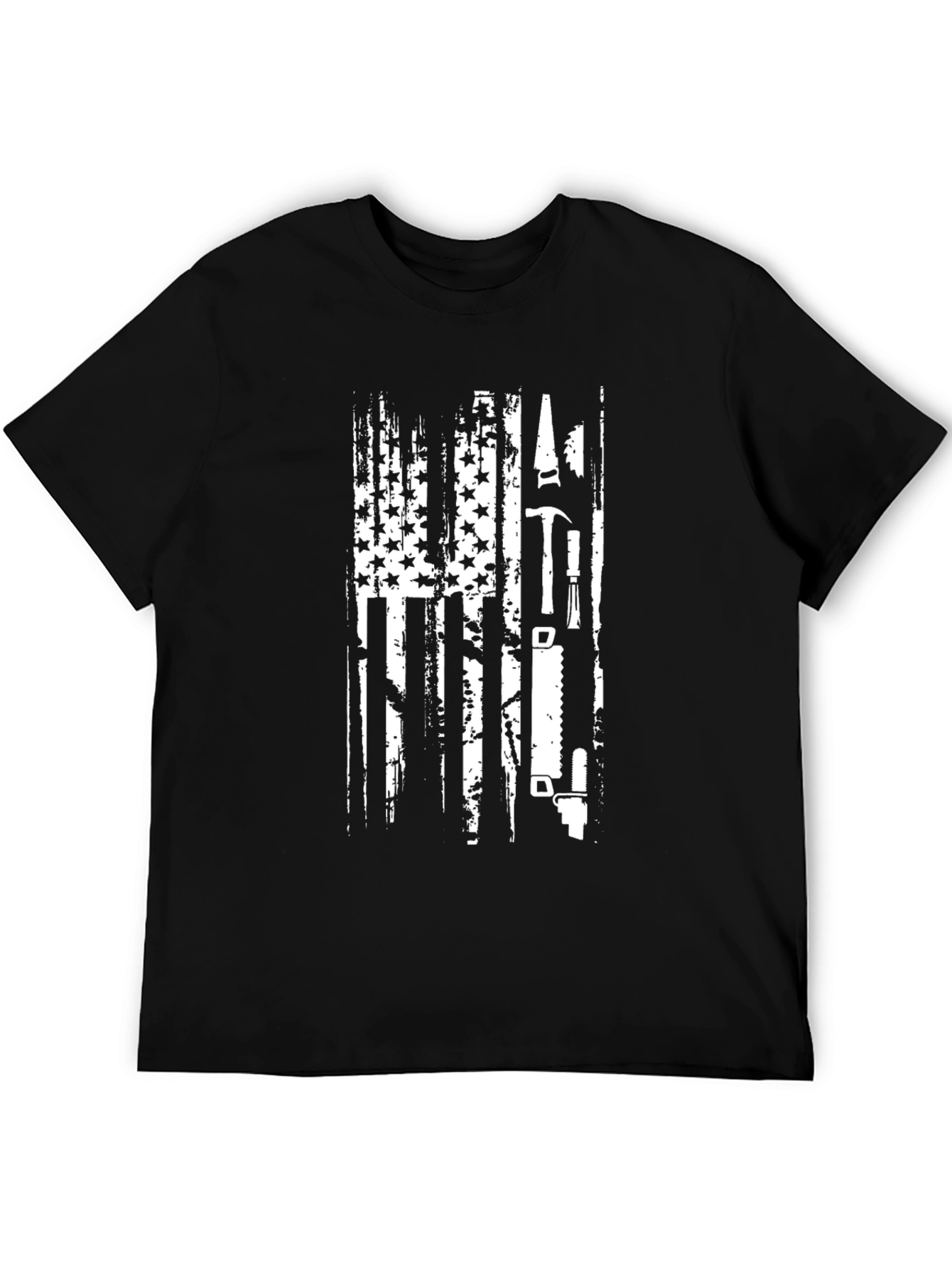 Black American Carpenter Flag T-Shirt view 5