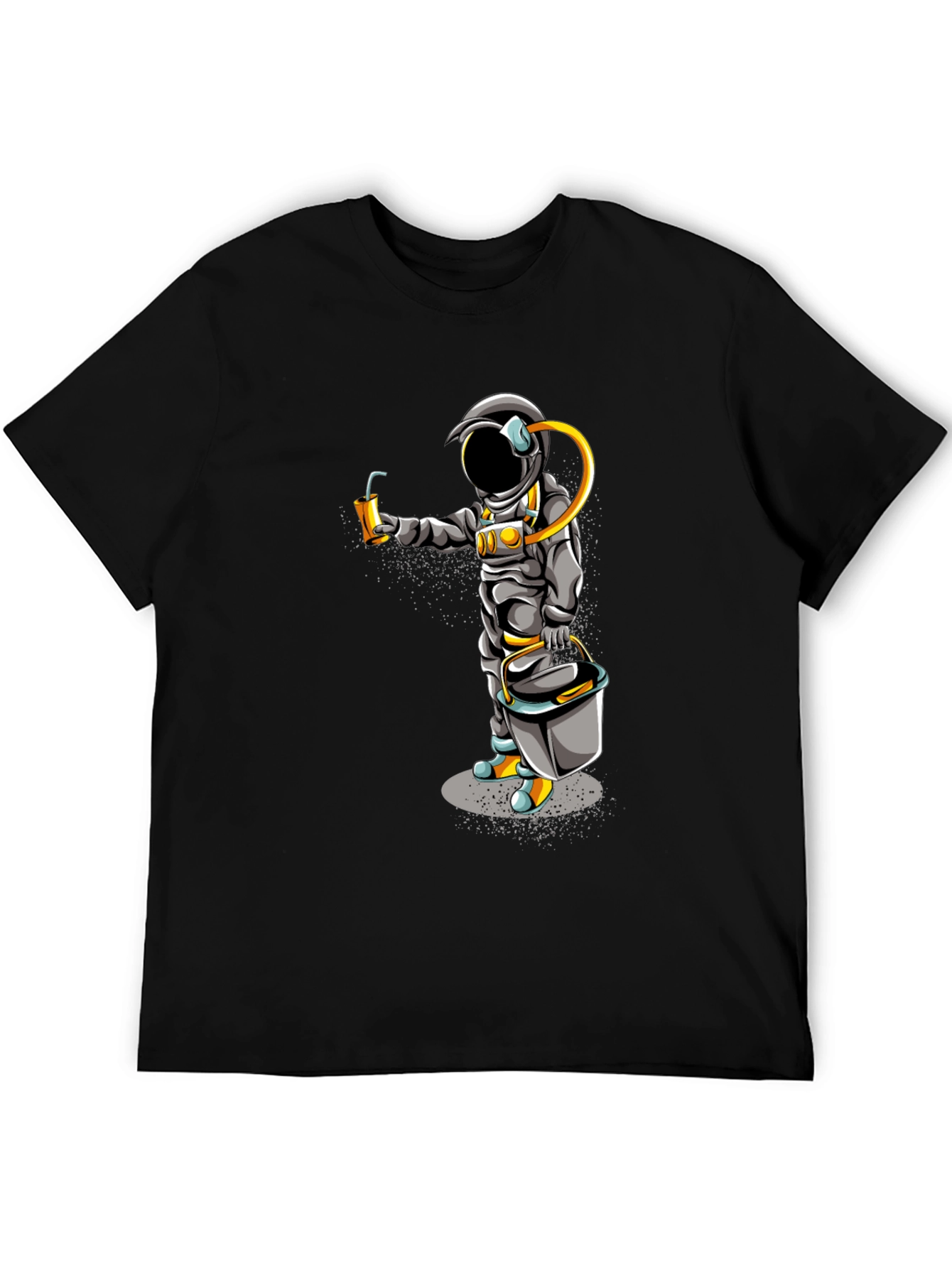 Black Astronaut Graphic T-Shirt - Black Crew Neck Tee view 5
