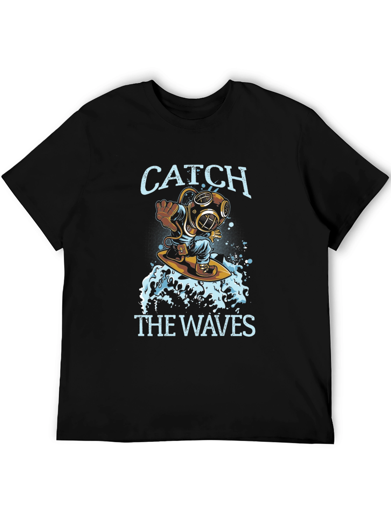 Black Diver Surfing Waves Graphic Tee - Black view 5
