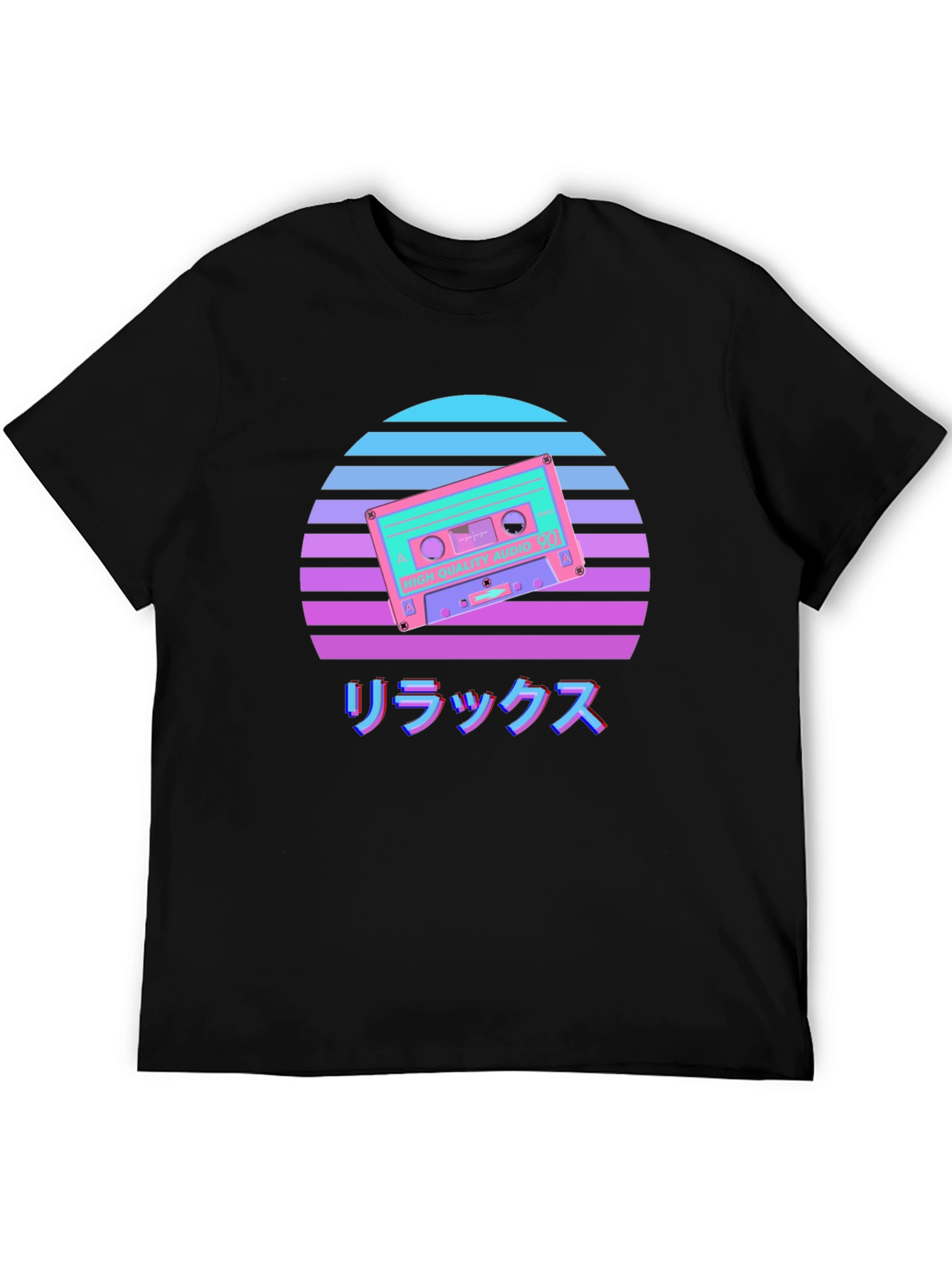 Black Retro Cassette Sunset Graphic Tee view 5