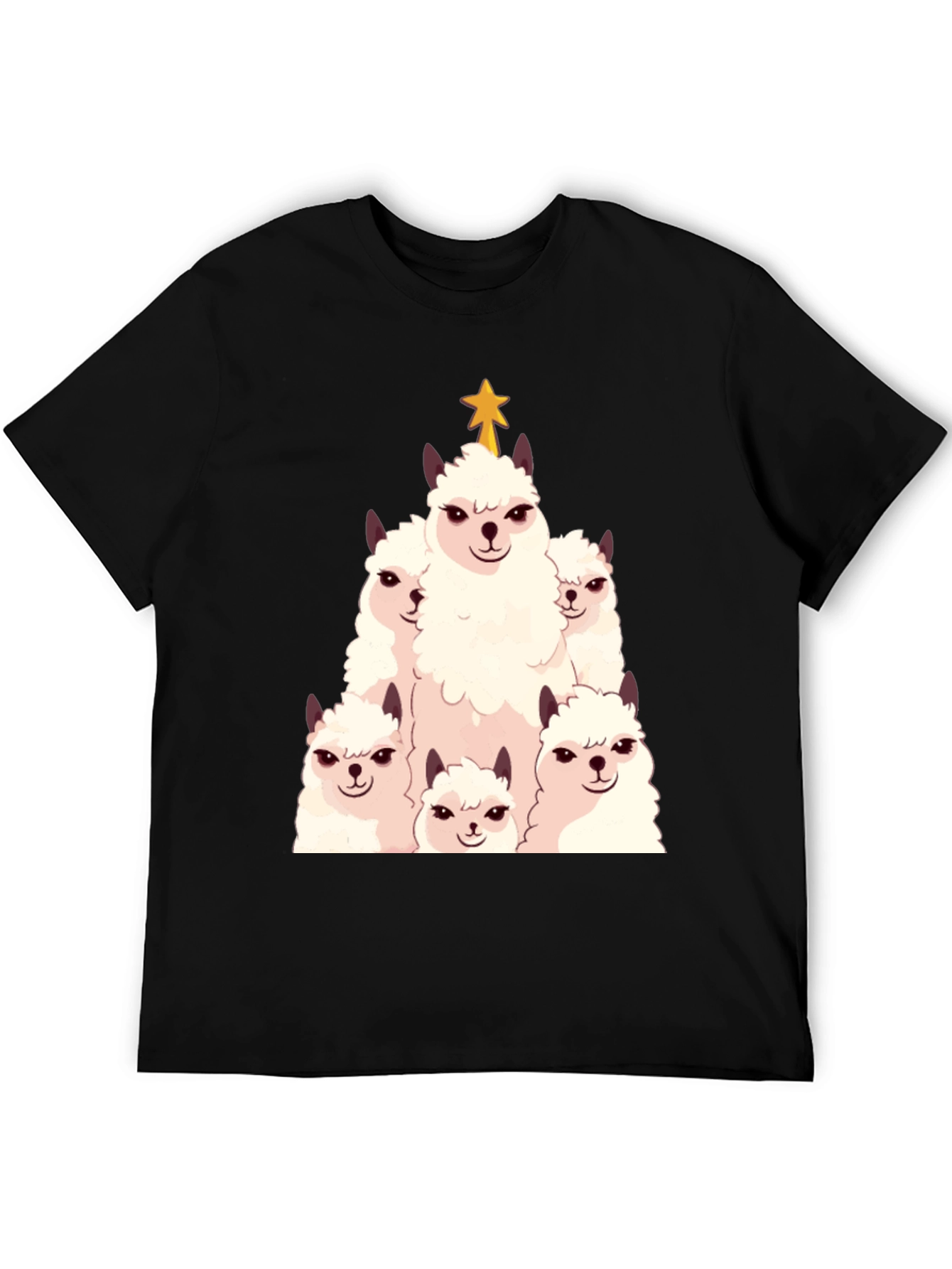 Black Llama Christmas Tree T-Shirt - Festive Holiday Apparel view 5